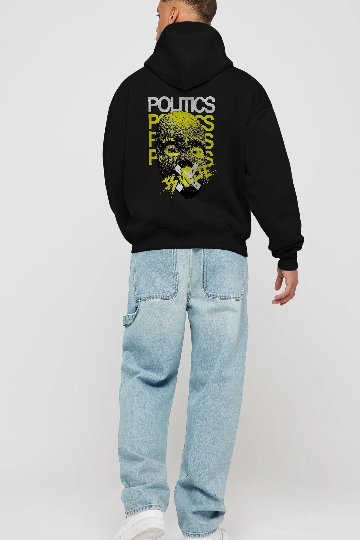 Politics is a Lie Arka Baskılı Hoodie Oversize Kapüşonlu Sweatshirt Erkek Kadın Unisex