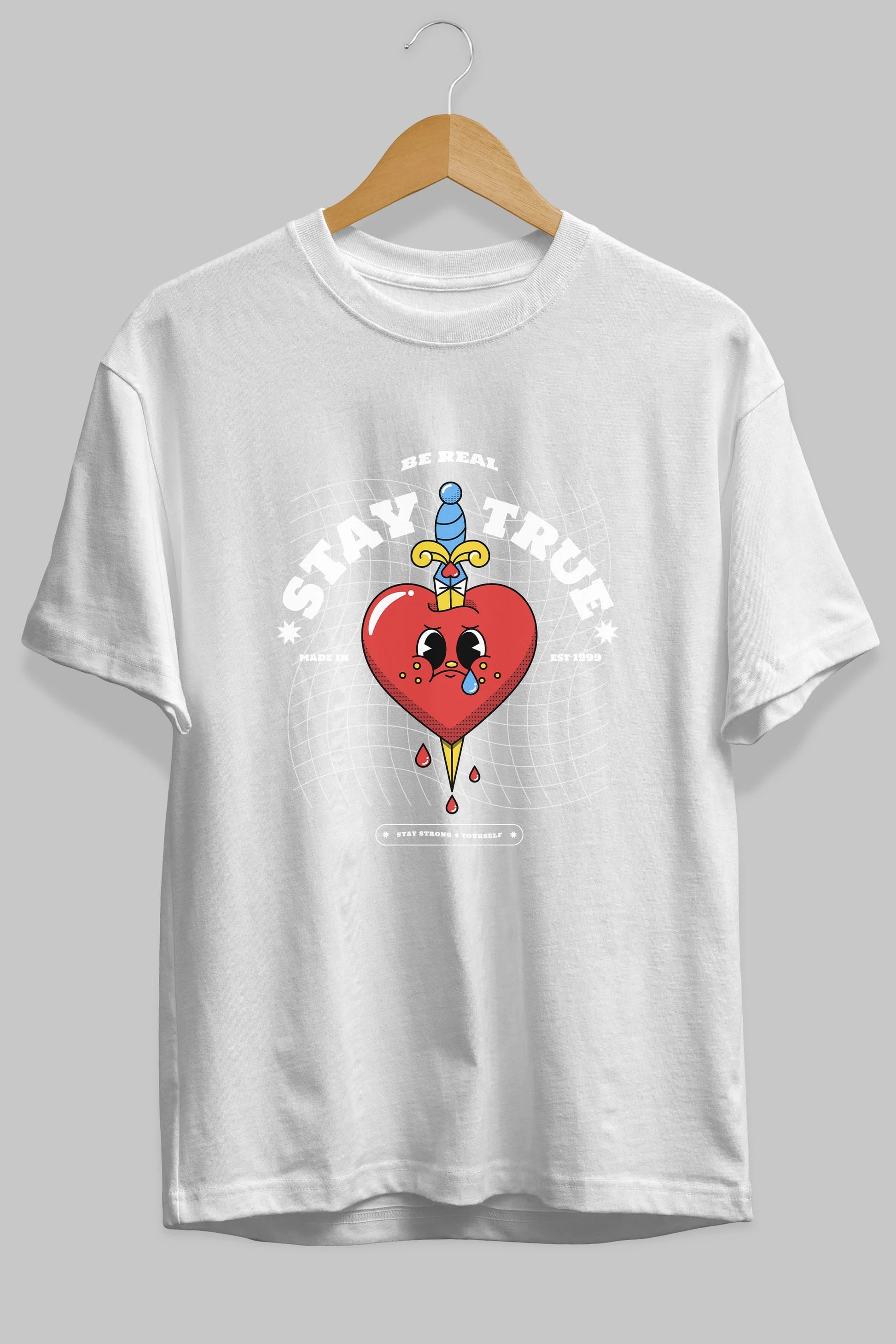 Stay True Ön Baskılı Oversize t-shirt Erkek Kadın Unisex