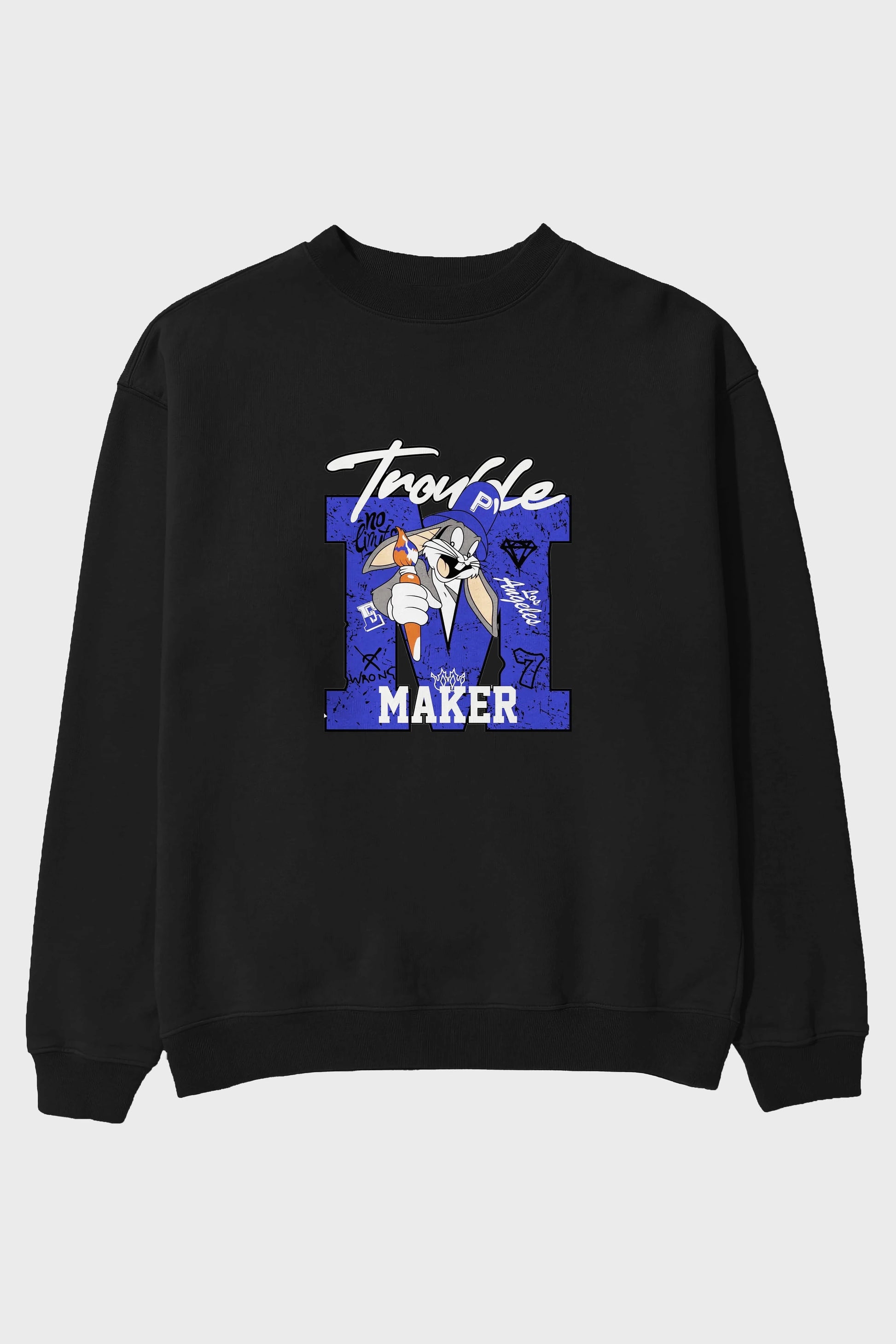 Bugs Bunny Ön Baskılı Oversize Sweatshirt Erkek Kadın Unisex