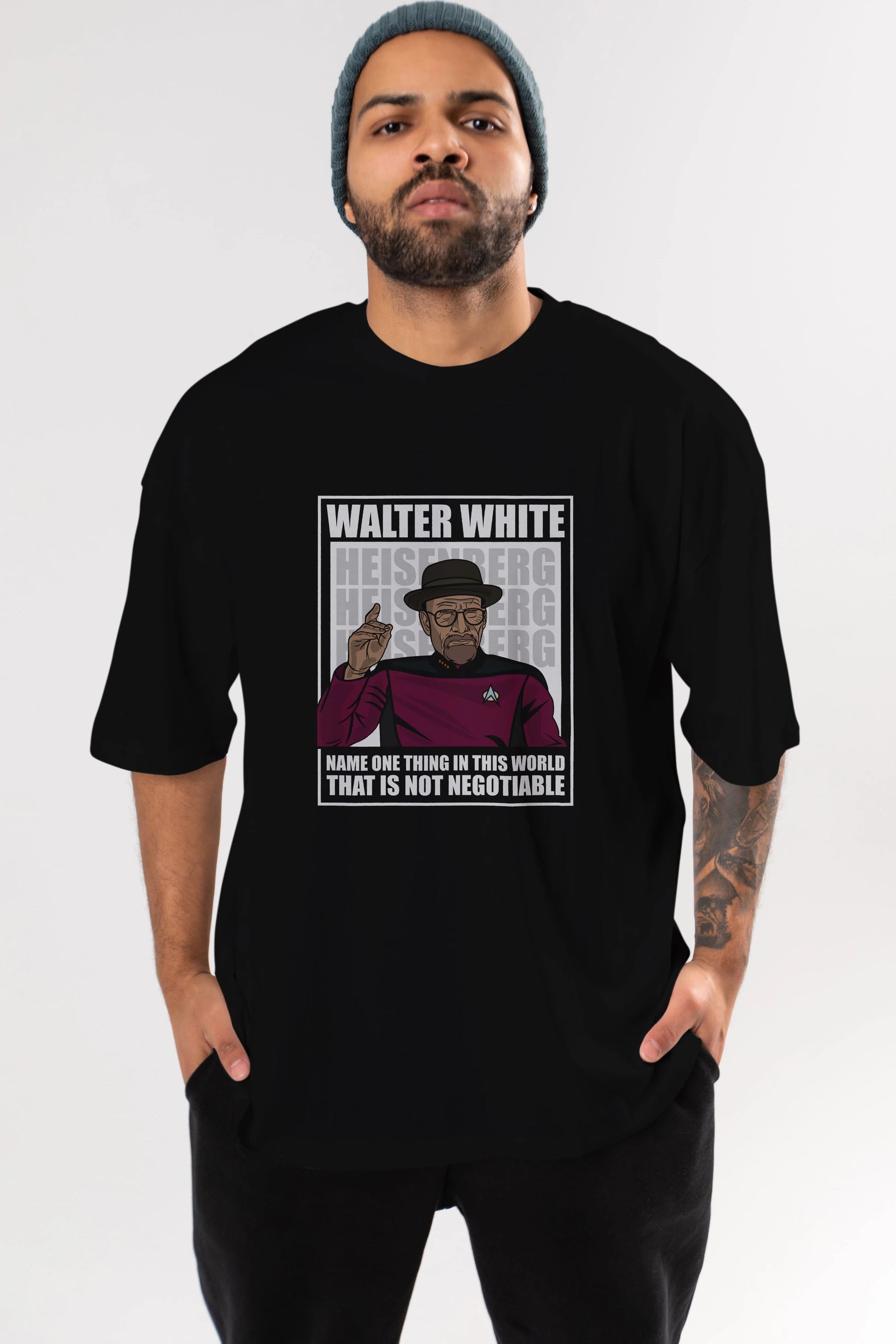 Captain Pixard Heisenberg Ön Baskılı Oversize t-shirt Erkek Kadın Unisex %100 Pamuk tişort