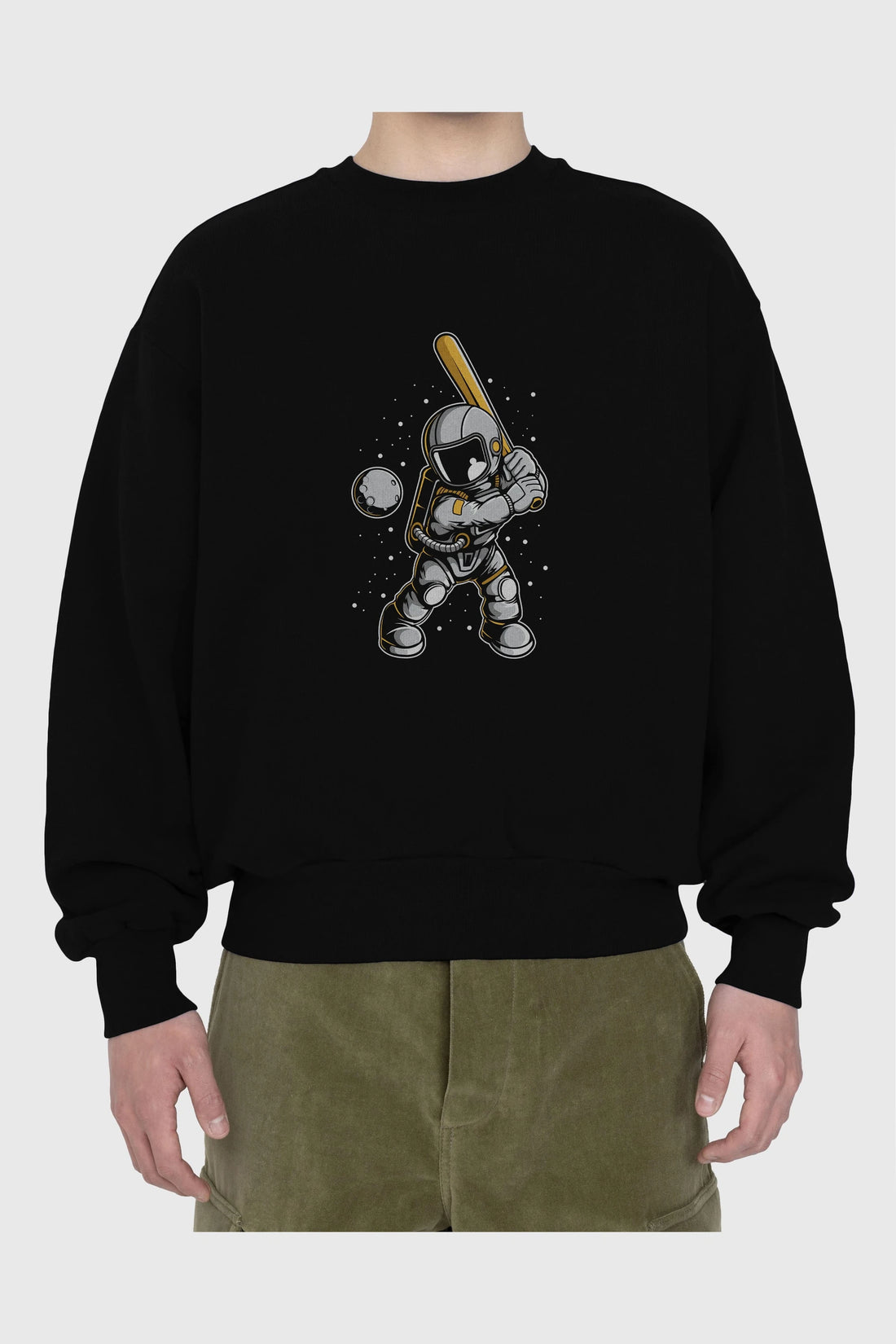 Astronaut Baseball Ön Baskılı Oversize Sweatshirt Erkek Kadın Unisex