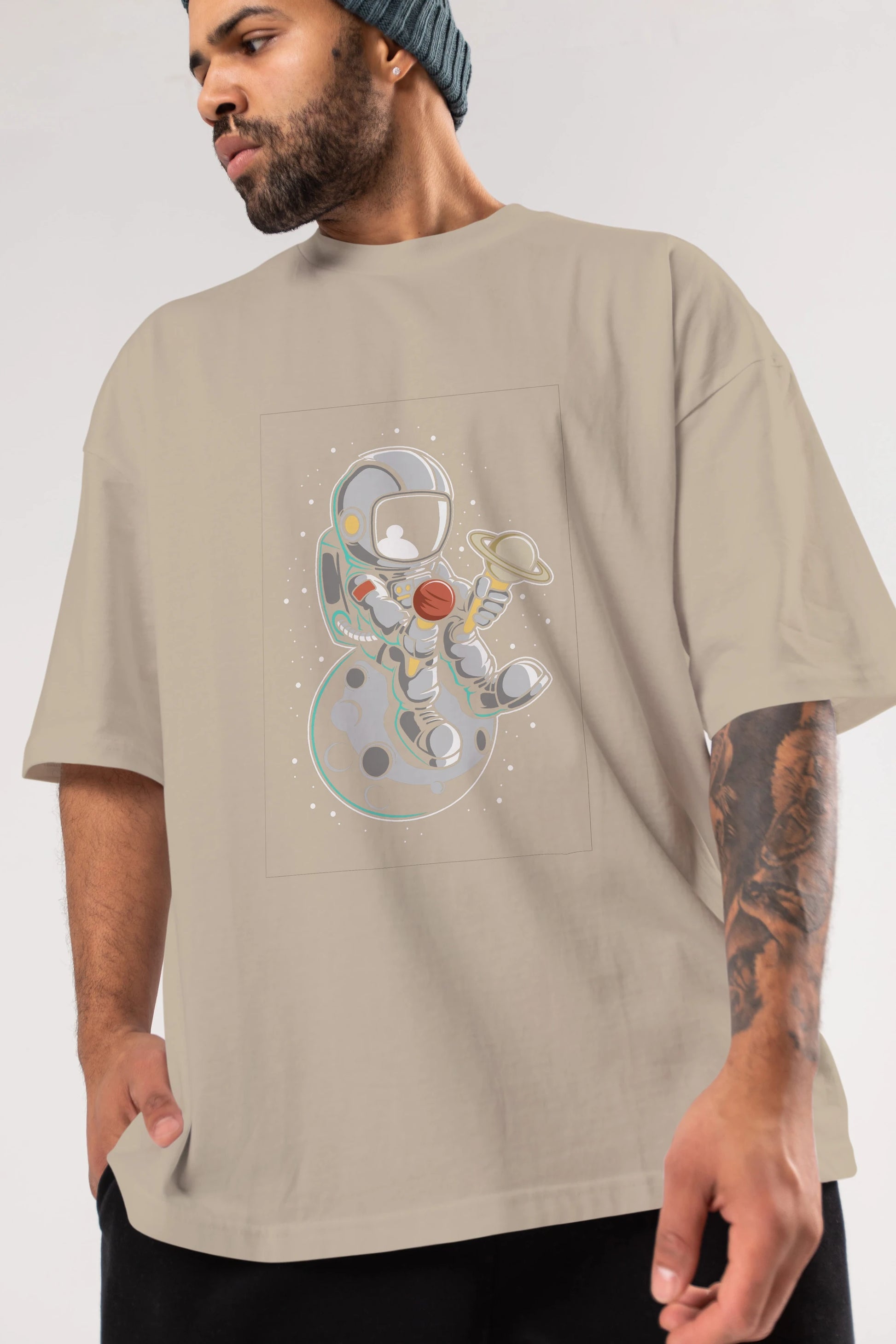 Astronaut Ice Cream (2) Ön Baskılı Oversize t-shirt Erkek Kadın Unisex