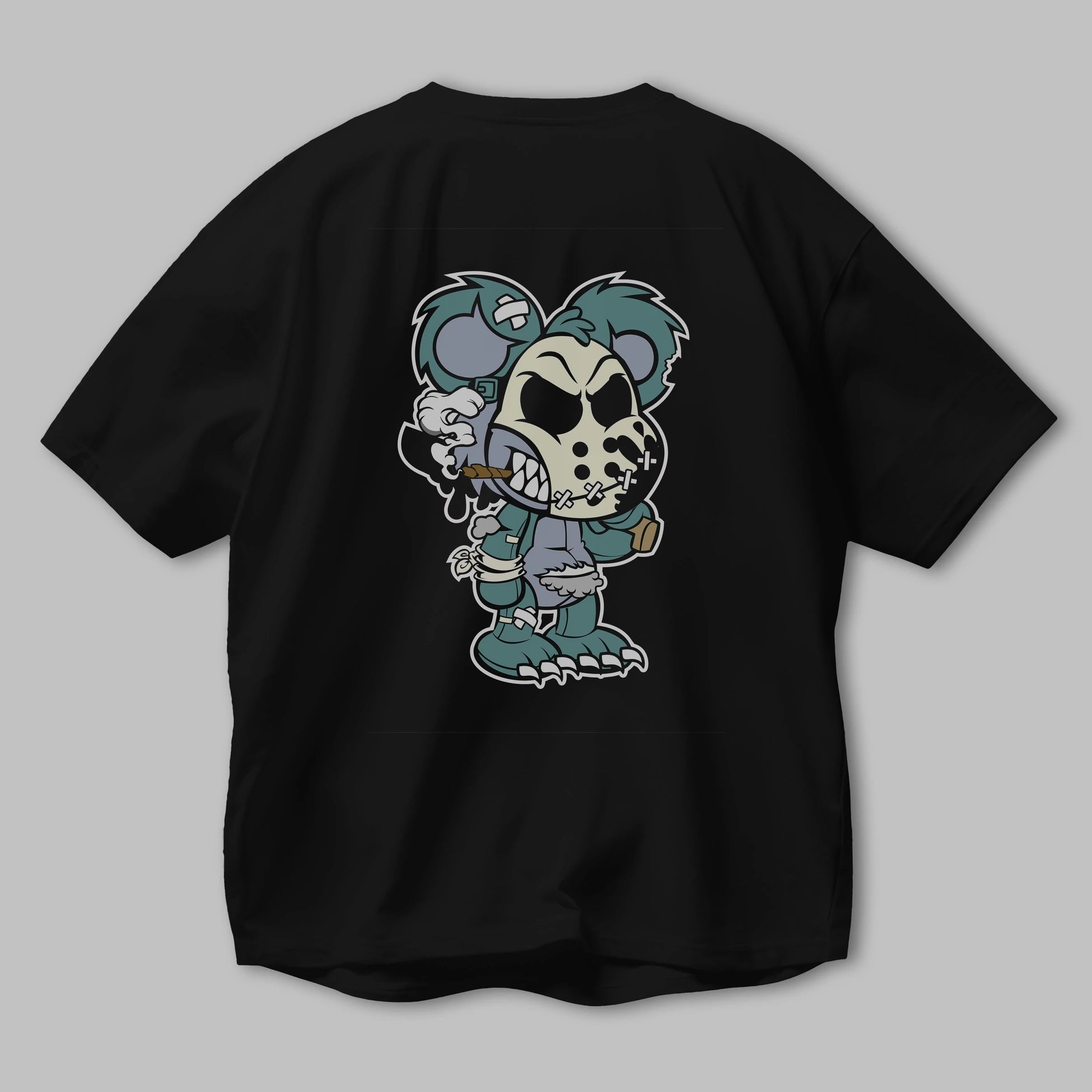 Evil Teddy Bear Arka Baskılı Oversize t-shirt Erkek Kadın Unisex %100 Pamuk tişort