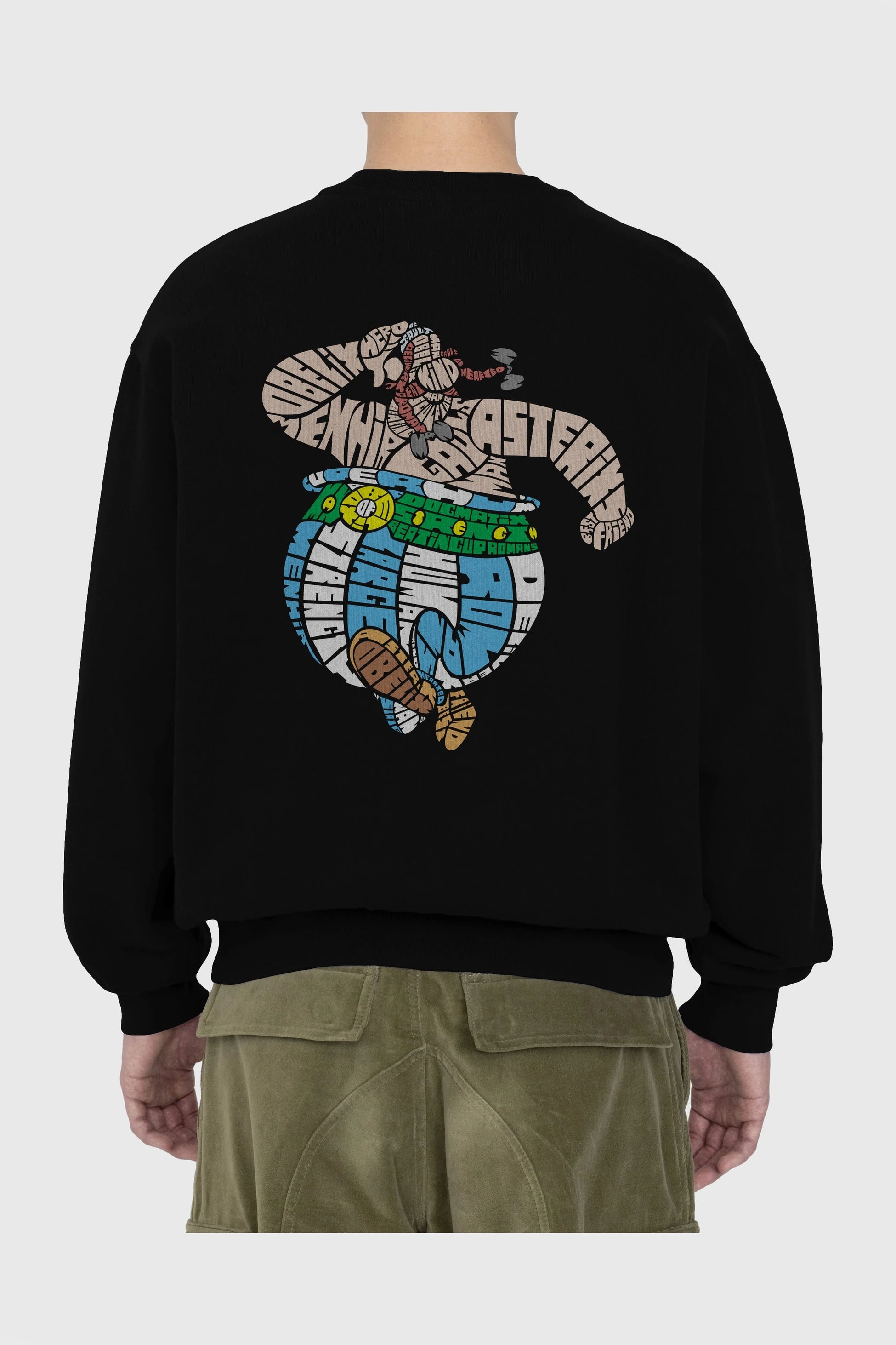 Obelix Arka Baskılı Oversize Sweatshirt Erkek Kadın Unisex