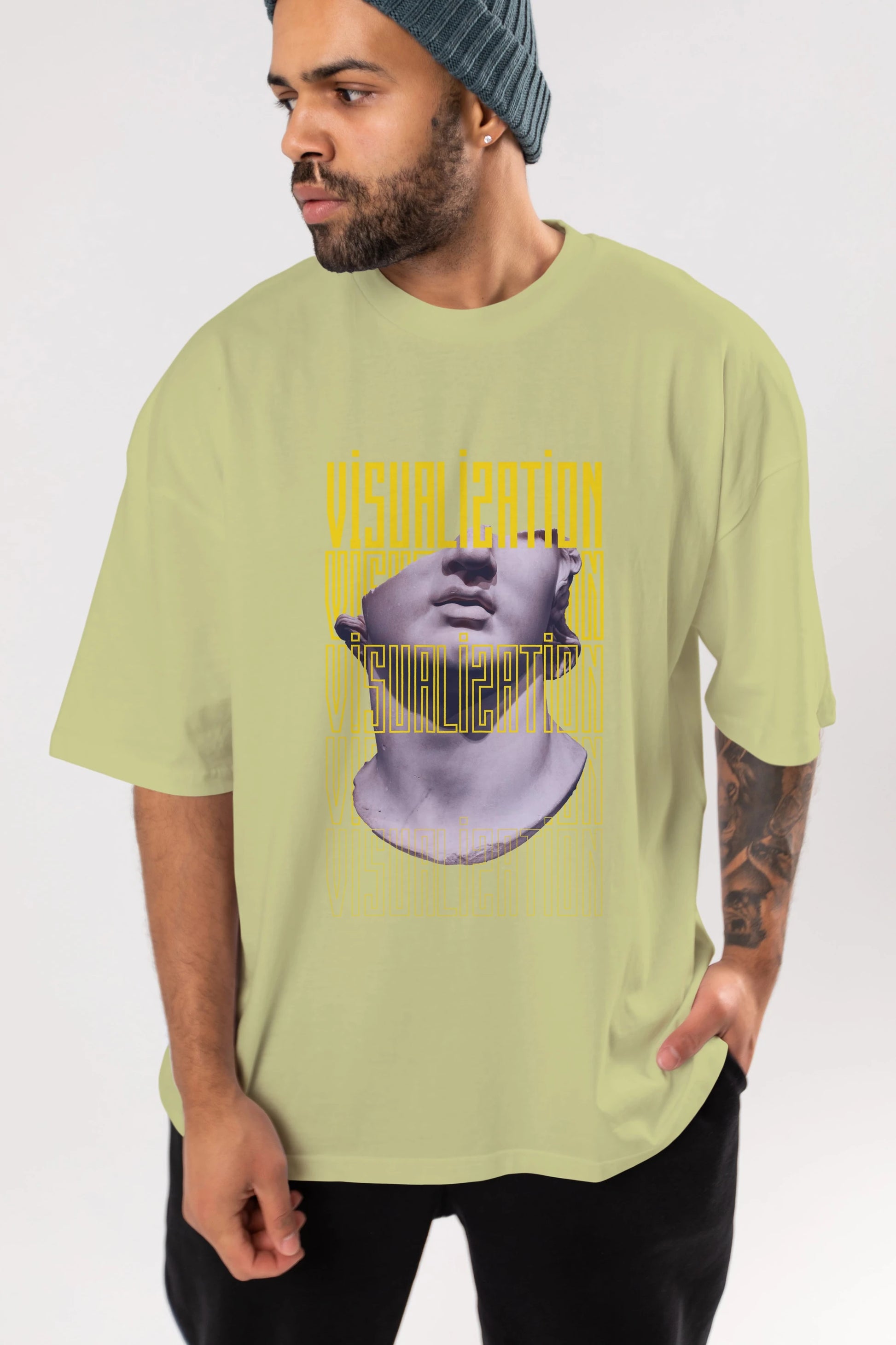 Visualization Yazılı Ön Baskılı Oversize t-shirt Erkek Kadın Unisex