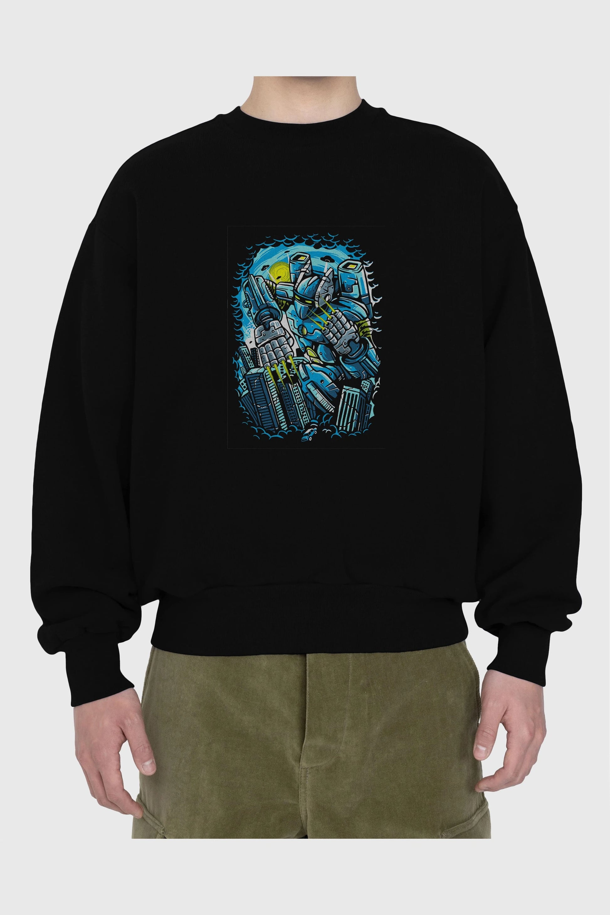 Destroy The City Ön Baskılı Oversize Sweatshirt Erkek Kadın Unisex