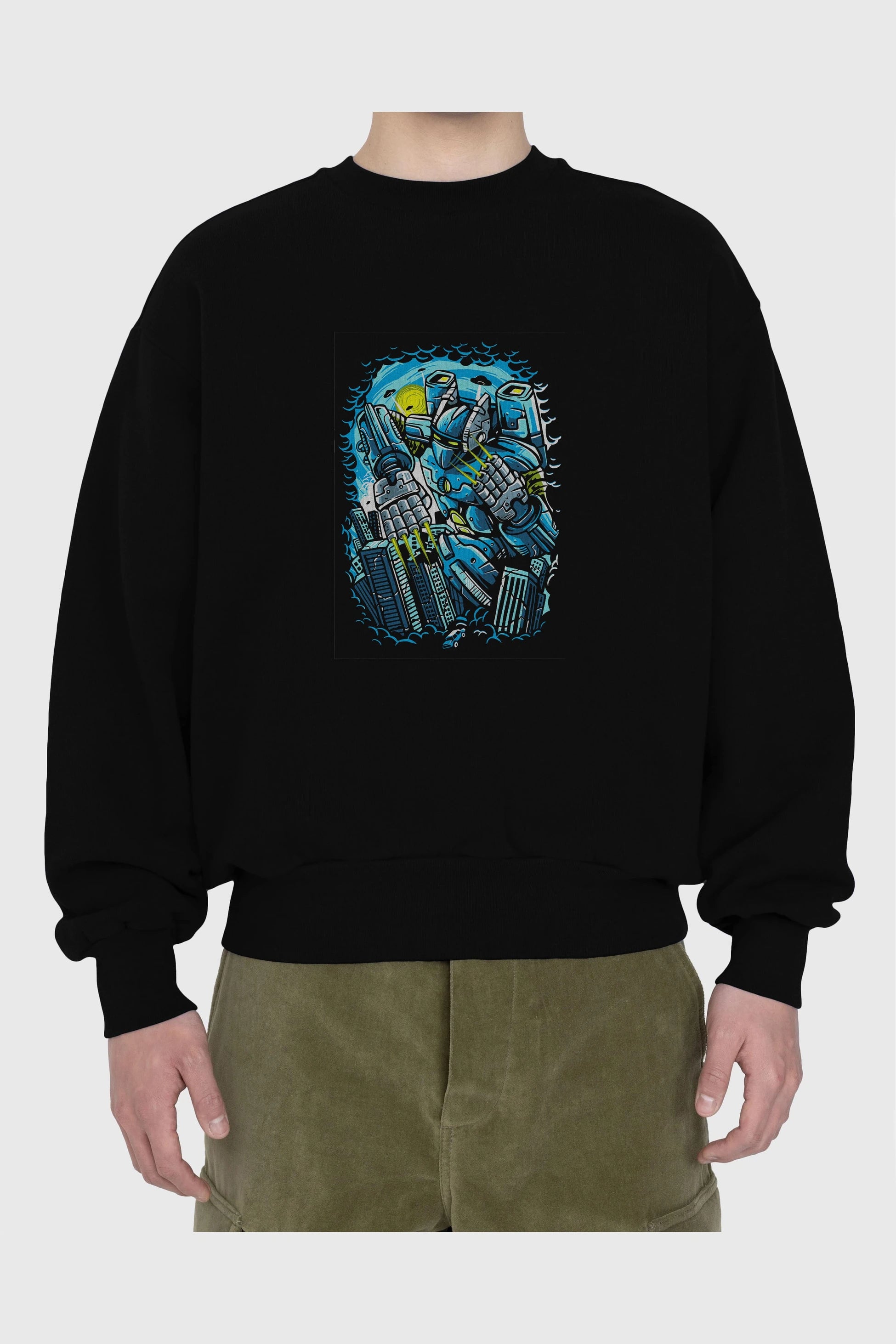 Destroy The City Ön Baskılı Oversize Sweatshirt Erkek Kadın Unisex