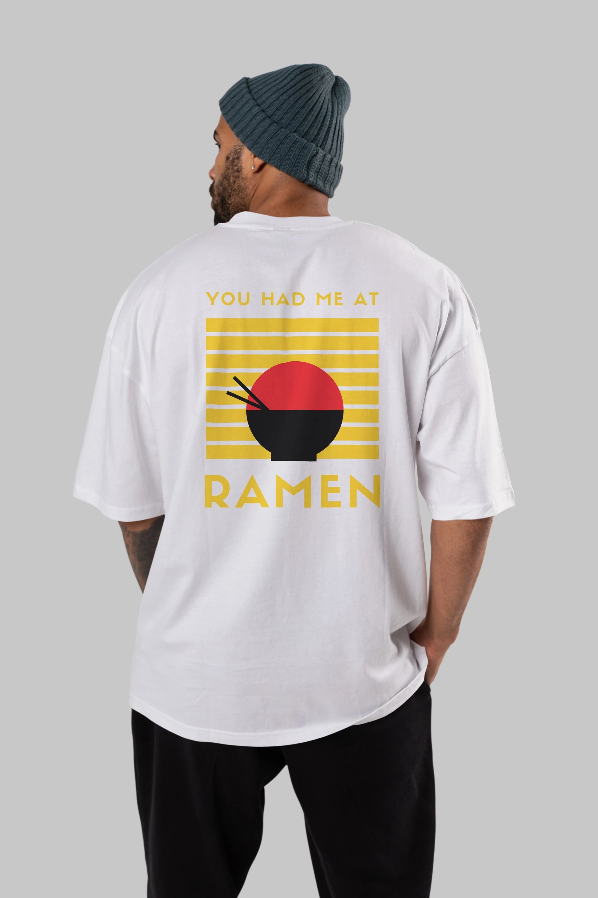 You Had me at Ramen Yazılı Arka Baskılı Oversize t-shirt Erkek Kadın Unisex