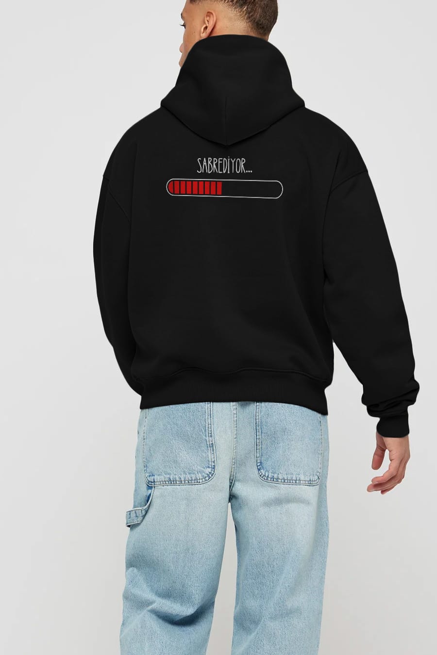 Sabrediyor Yazılı Arka Baskılı Oversize Hoodie Kapüşonlu Sweatshirt Erkek Kadın Unisex