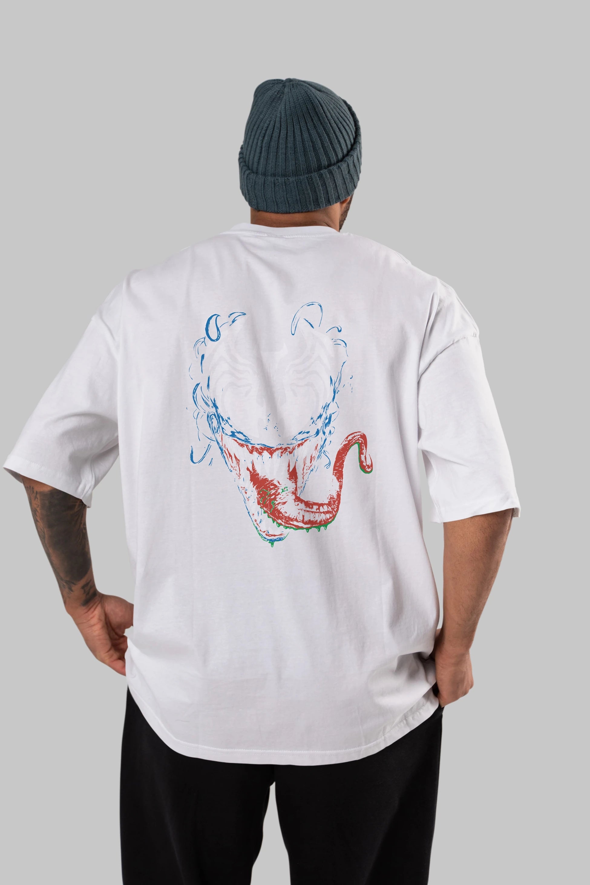Venom (2) Arka Baskılı Oversize t-shirt Erkek Kadın Unisex %100 Pamuk Bisiklet Yaka tişort