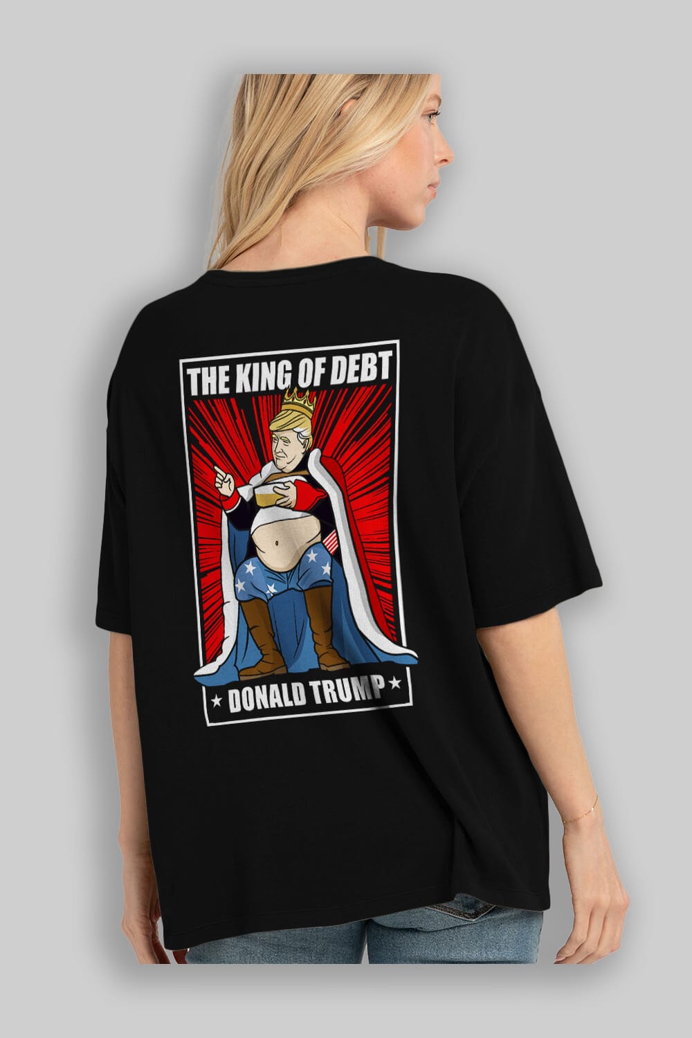 Trump King Arka Baskılı Oversize t-shirt Erkek Kadın Unisex %100 Pamuk tişort