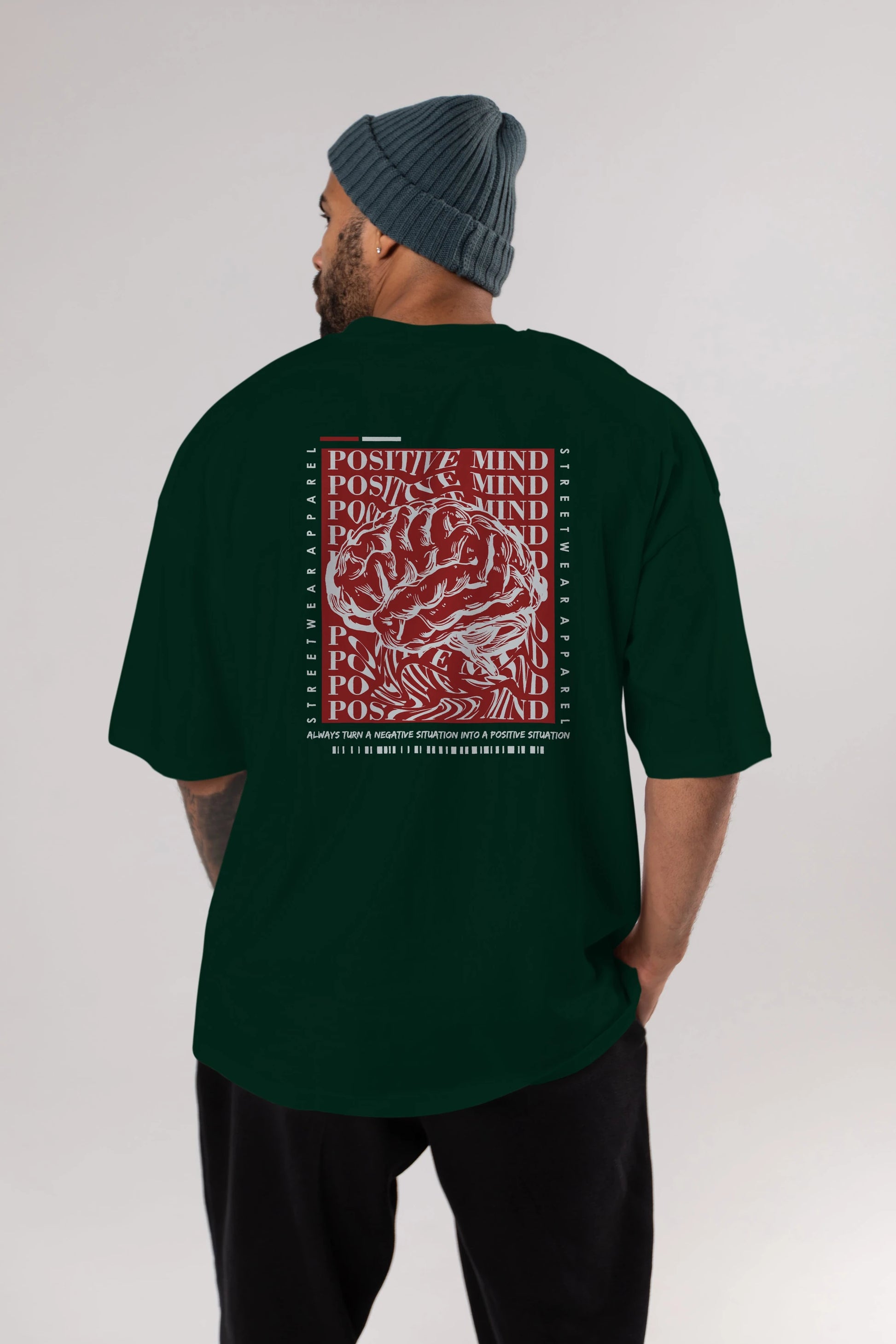 Positive Mind Arka Baskılı Oversize t-shirt Erkek Kadın Unisex