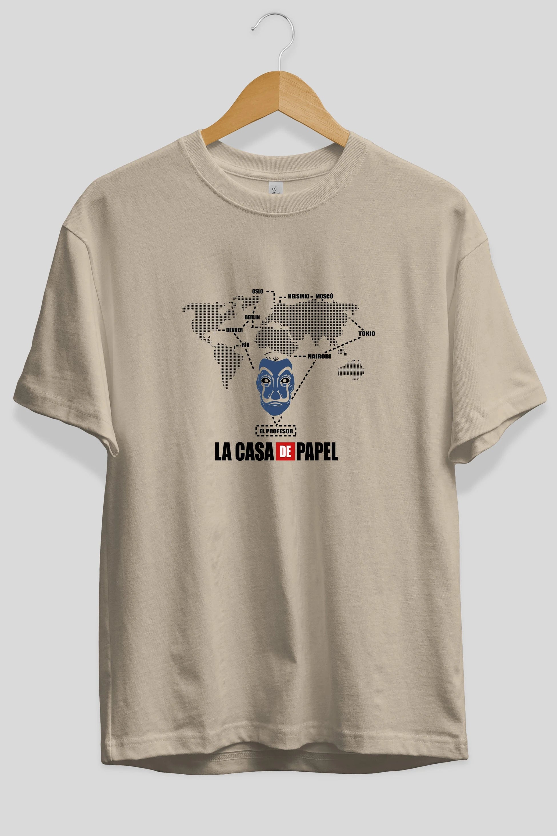 La Casa De Papel Ön Baskılı Oversize t-shirt Erkek Kadın Unisex %100 Pamuk Bisiklet Yaka tişort