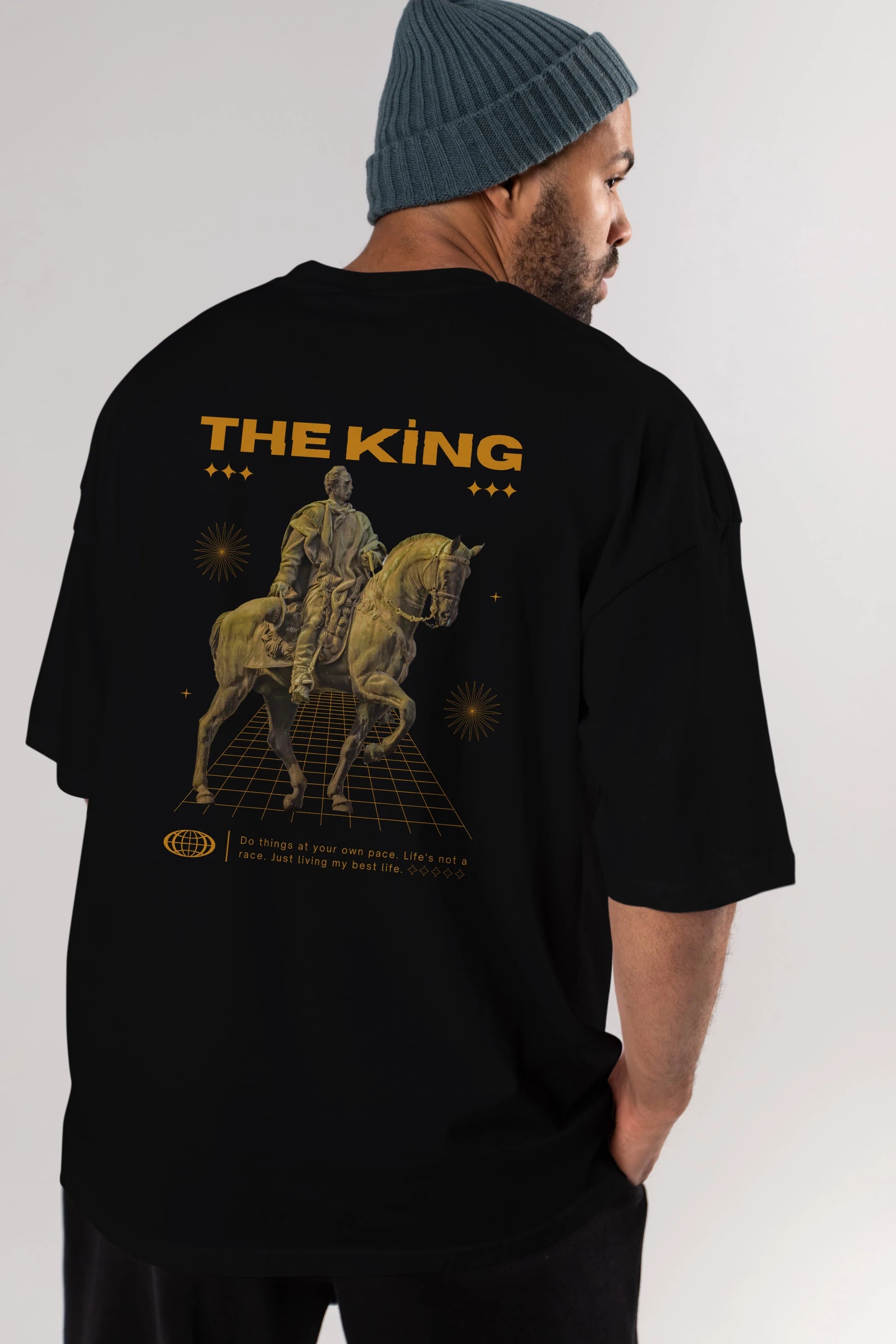 The King Yazılı Arka Baskılı Oversize t-shirt Erkek Kadın Unisex