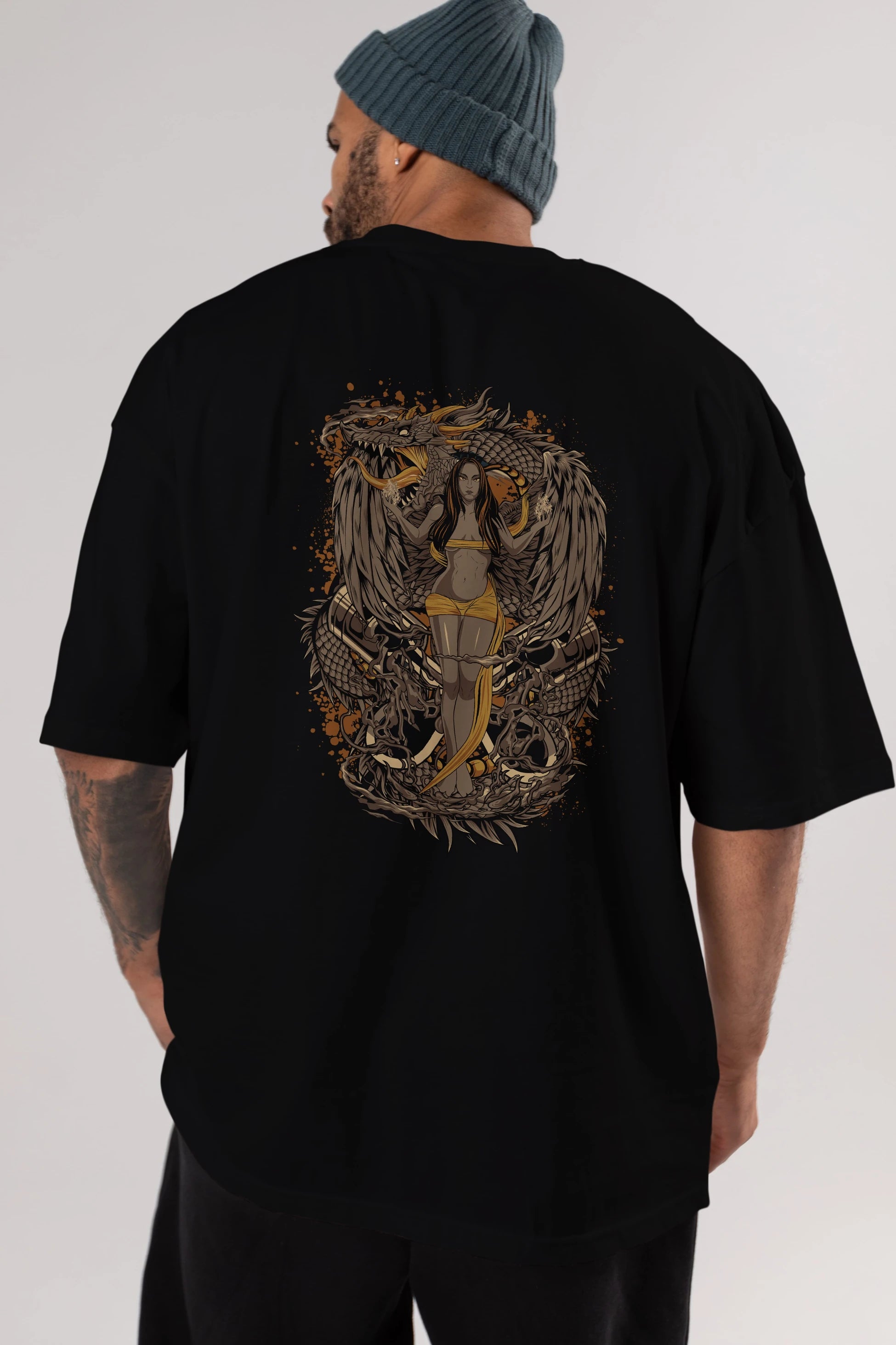 TRIBAL (3) Anime Arka Baskılı Oversize t-shirt Erkek Kadın Unisex