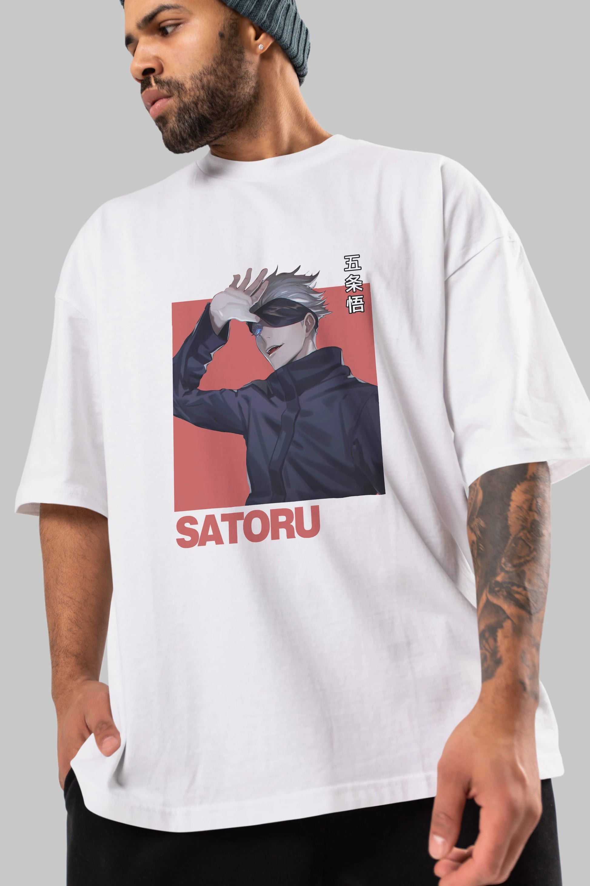 SATORU GOJO 2 Anime Ön Baskılı Oversize t-shirt %100 pamuk Erkek Kadın Unisex