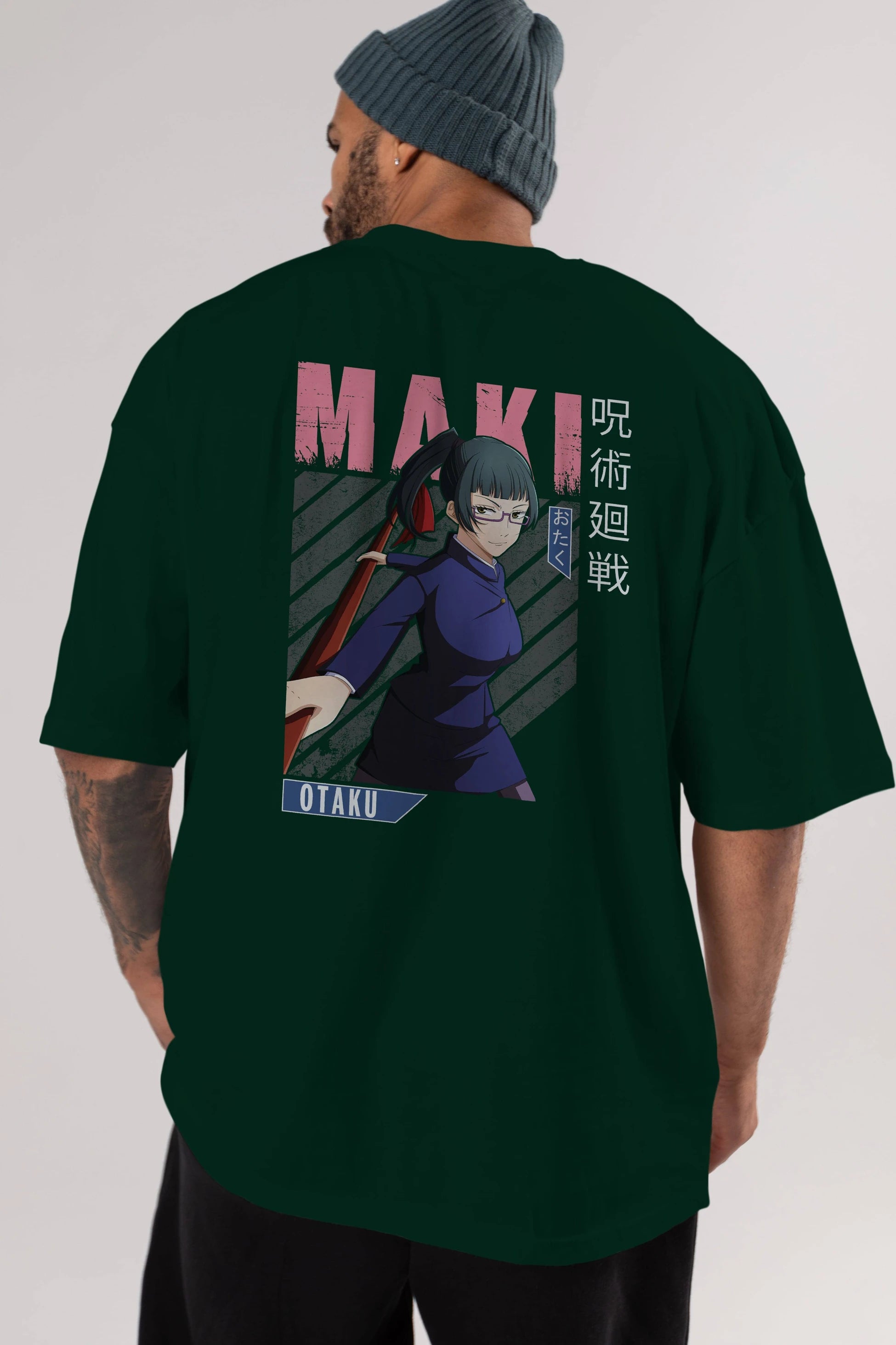 Maki Zenin CHAINSAWMAN Anime Arka Baskılı Oversize t-shirt Erkek Kadın Unisex