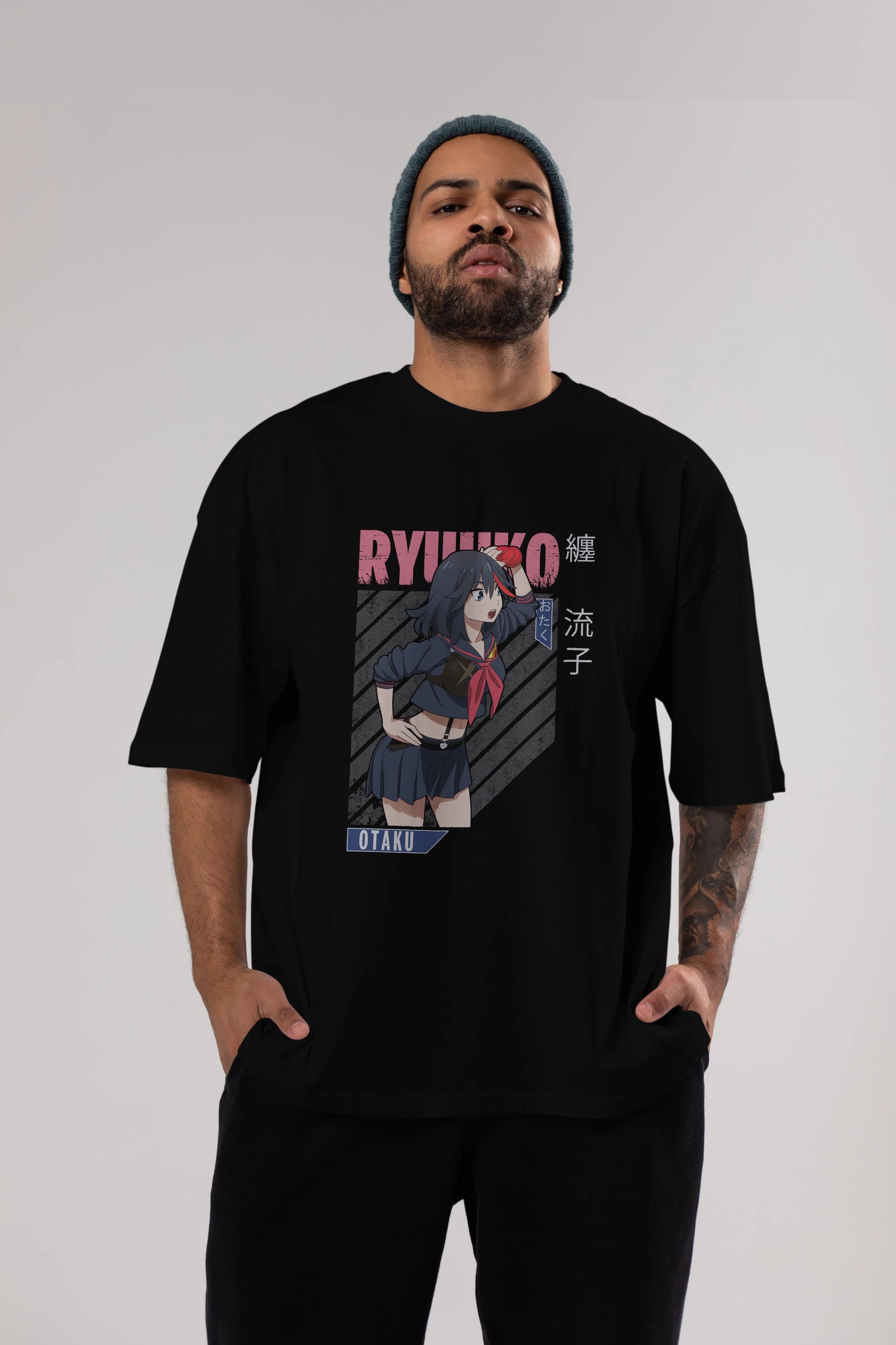 Ryuuko Matoi 6 Anime Ön Baskılı Oversize t-shirt %100 pamuk Erkek Kadın Unisex