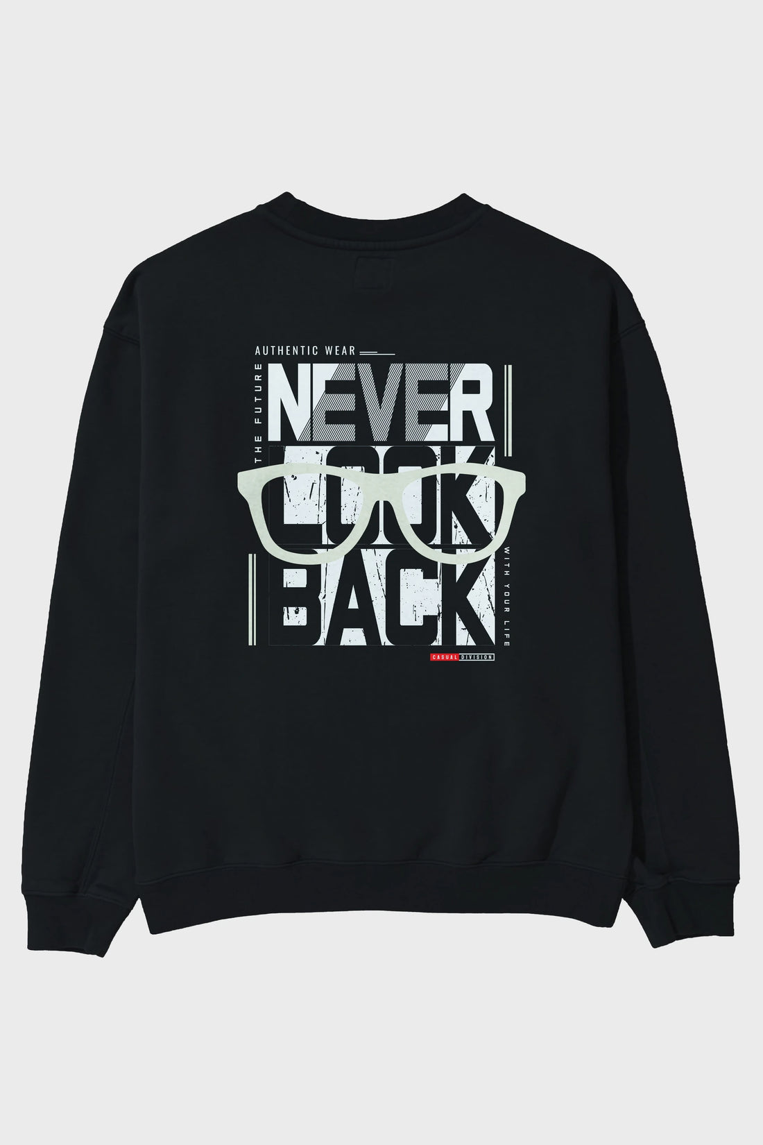 Never Look Back Arka Baskılı Oversize Sweatshirt Erkek Kadın Unisex