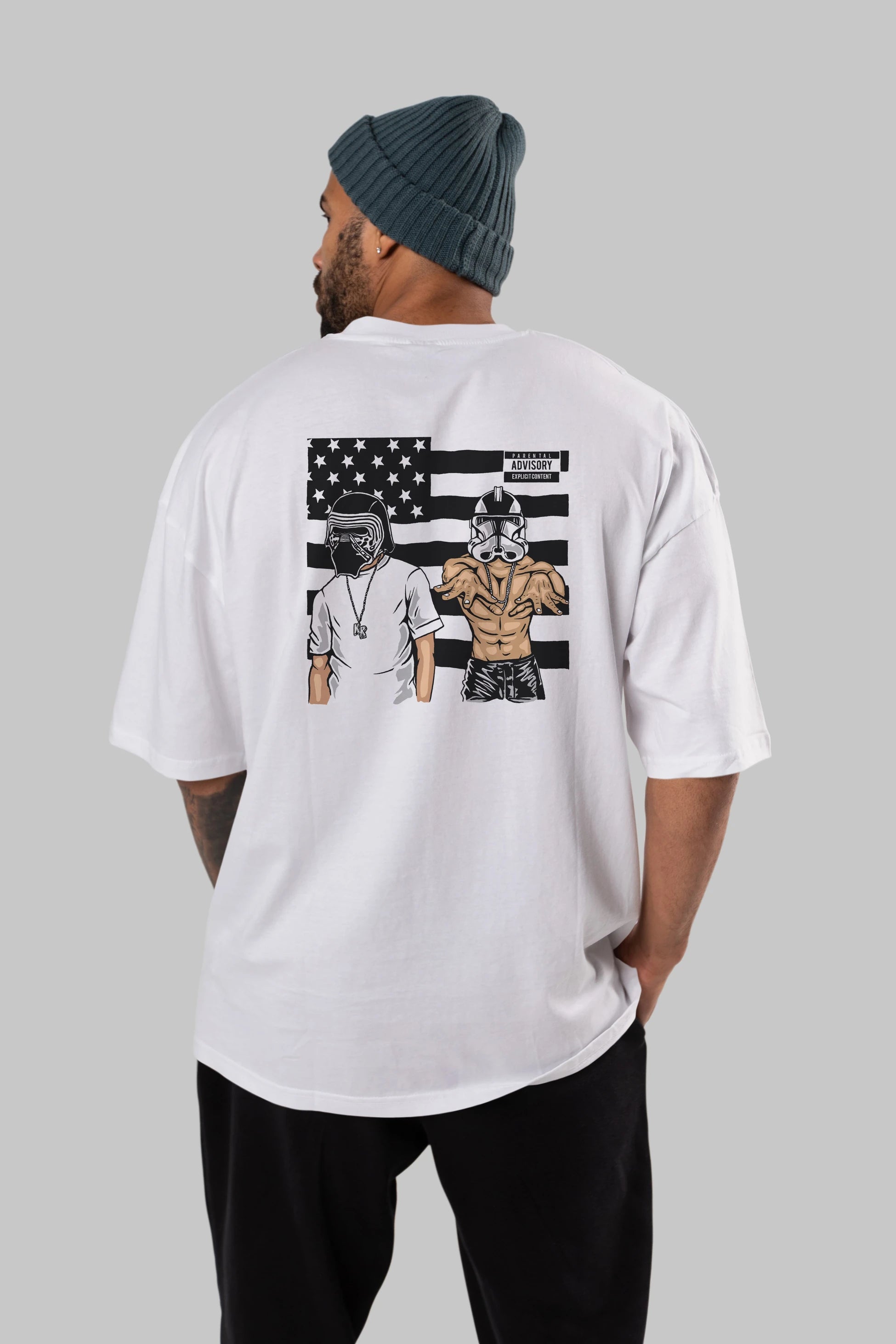 Darkonia Arka Baskılı Oversize t-shirt Erkek Kadın Unisex %100 Pamuk