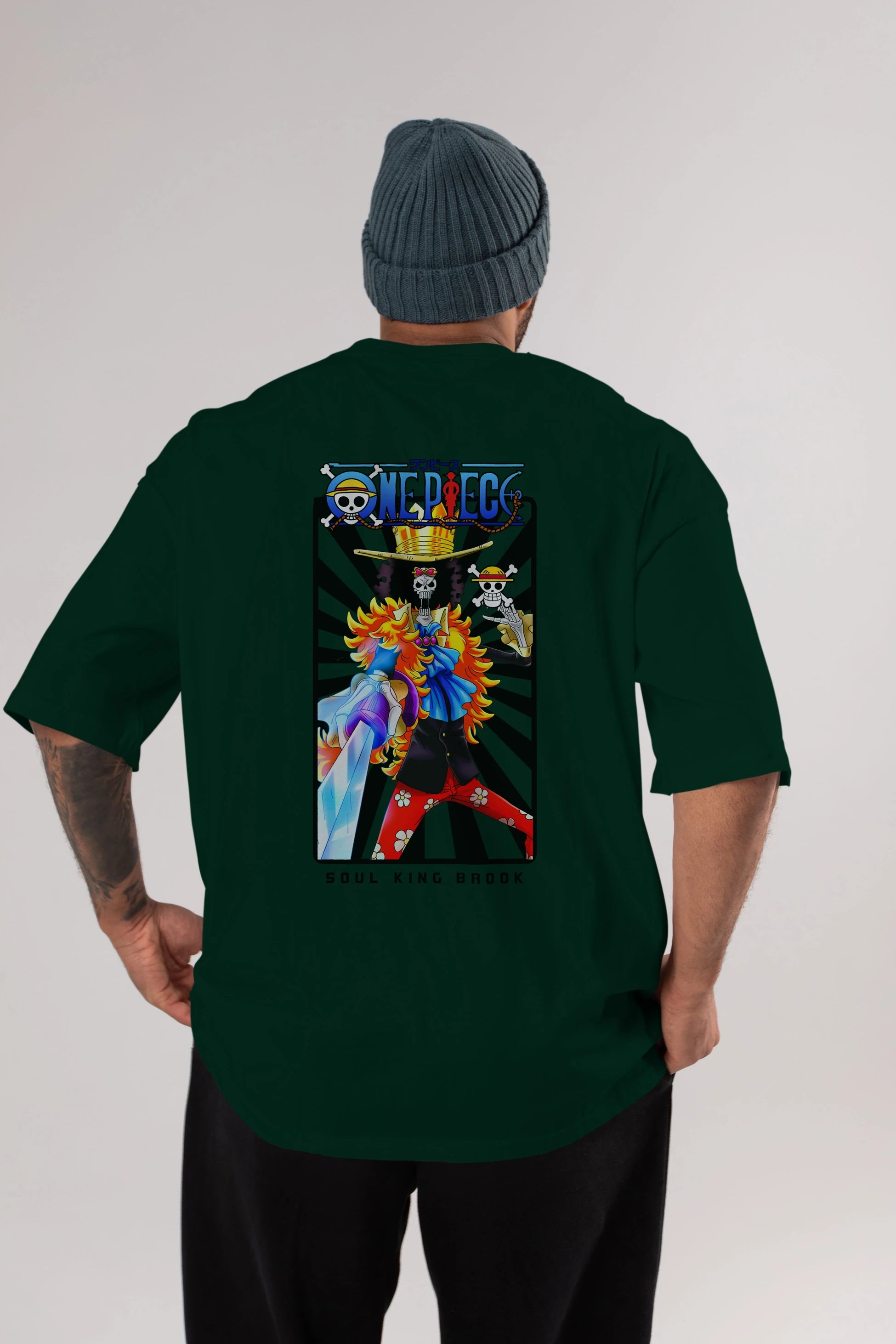 Brook Anime Arka Baskılı Oversize t-shirt Erkek Kadın Unisex %100 pamuk tişort
