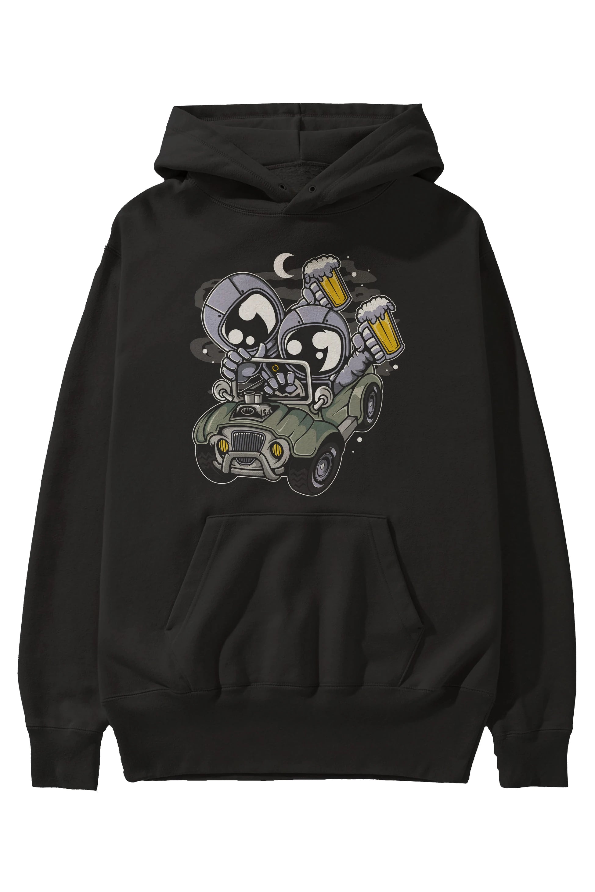 Astronaut Offroad Ön Baskılı Hoodie Oversize Kapüşonlu Sweatshirt Erkek Kadın Unisex