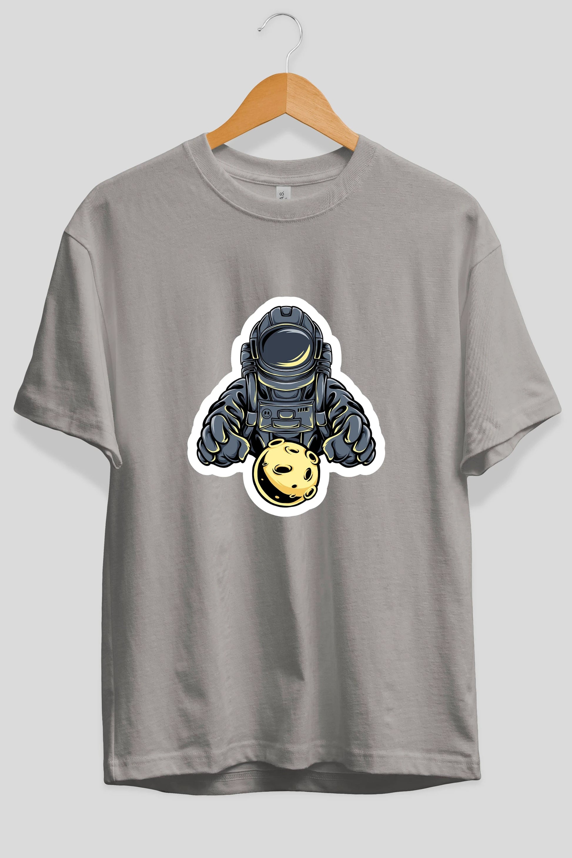Astromoon sticker Ön Baskılı Oversize t-shirt Erkek Kadın Unisex