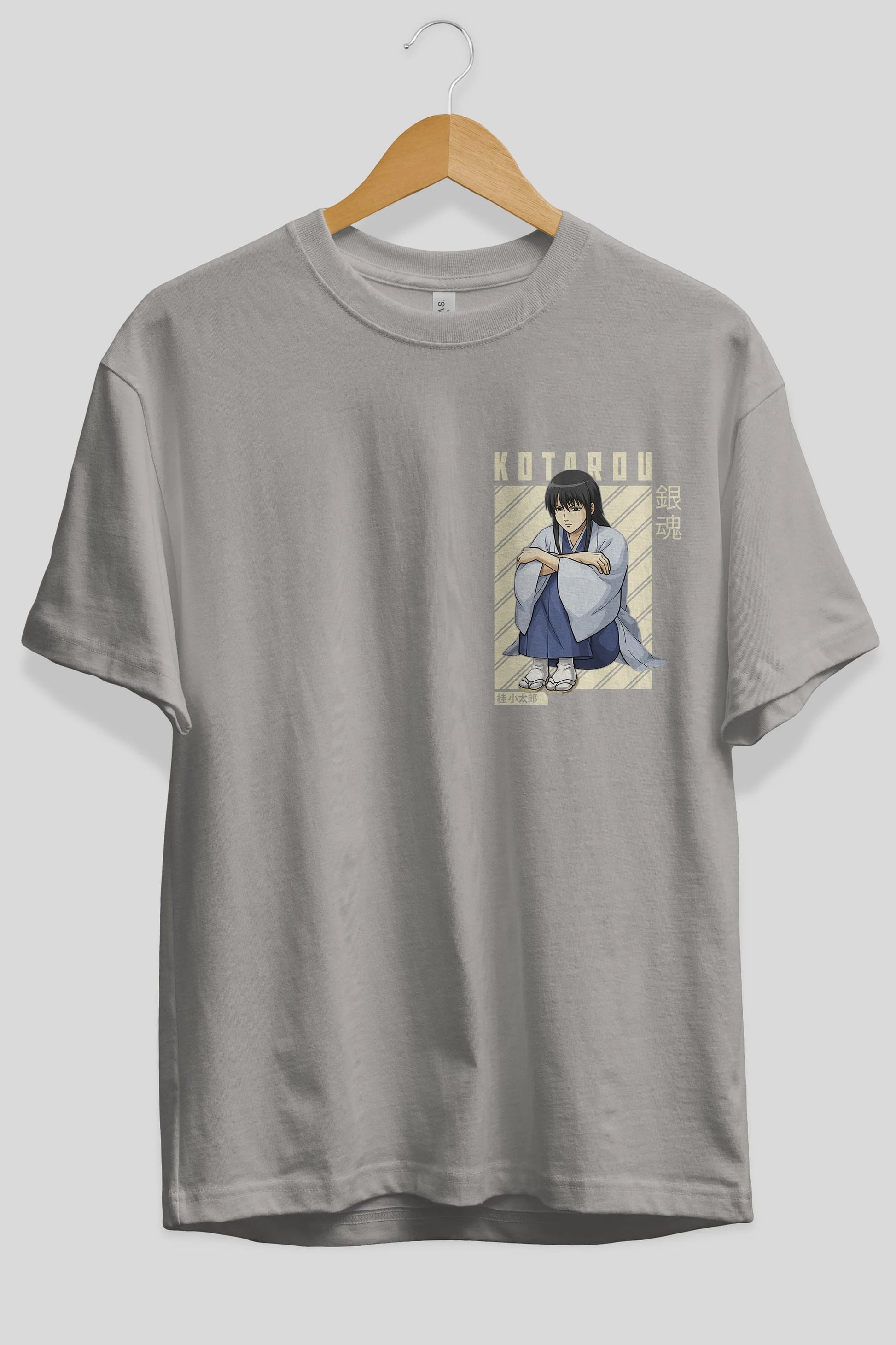 Kotarou Katsura GINTAMA Ön Sol Baskılı Oversize t-shirt Erkek Kadın Unisex %100 Pamuk Bisiklet Yaka tişort