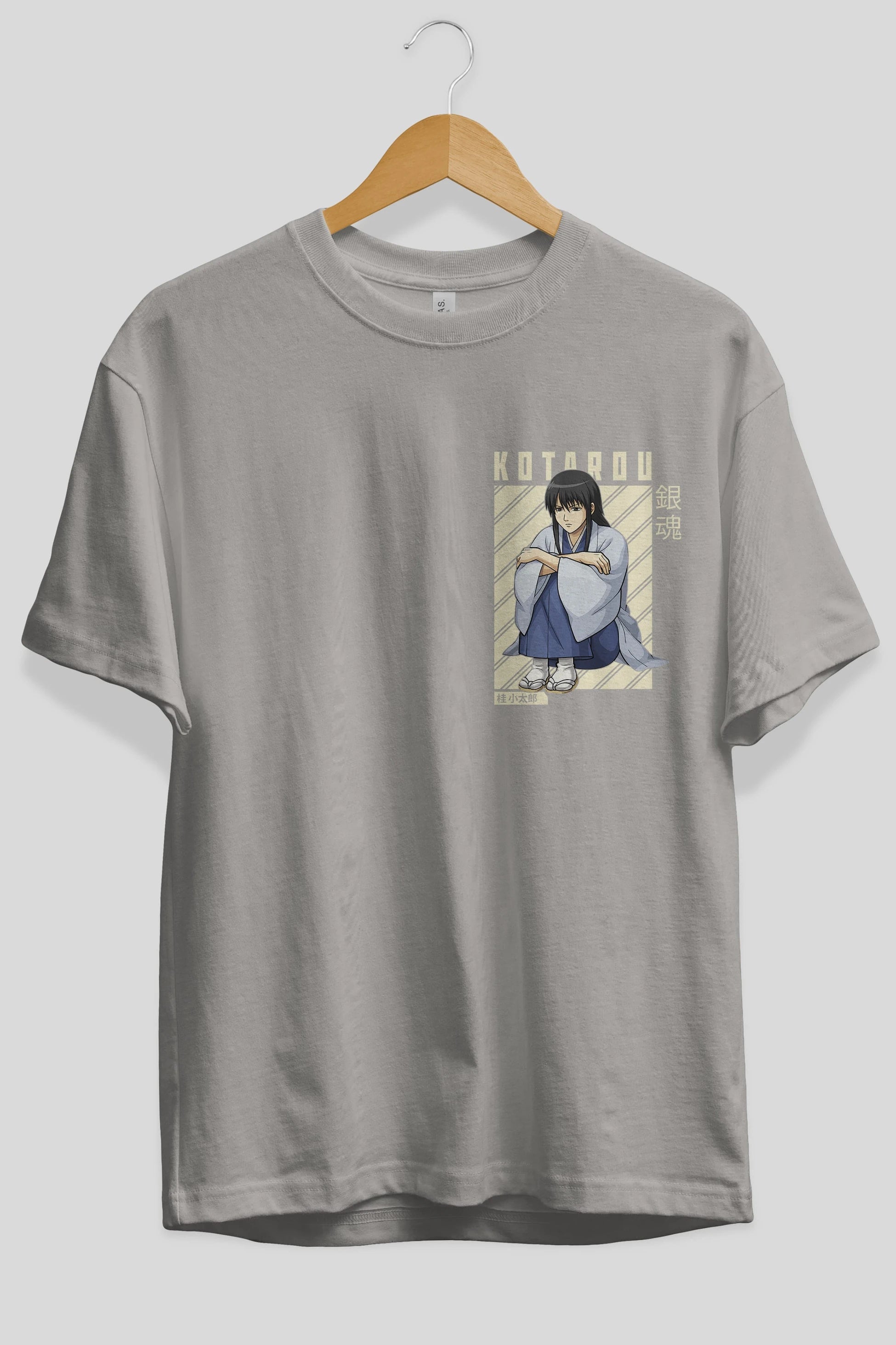Kotarou Katsura GINTAMA Ön Sol Baskılı Oversize t-shirt Erkek Kadın Unisex %100 Pamuk Bisiklet Yaka tişort