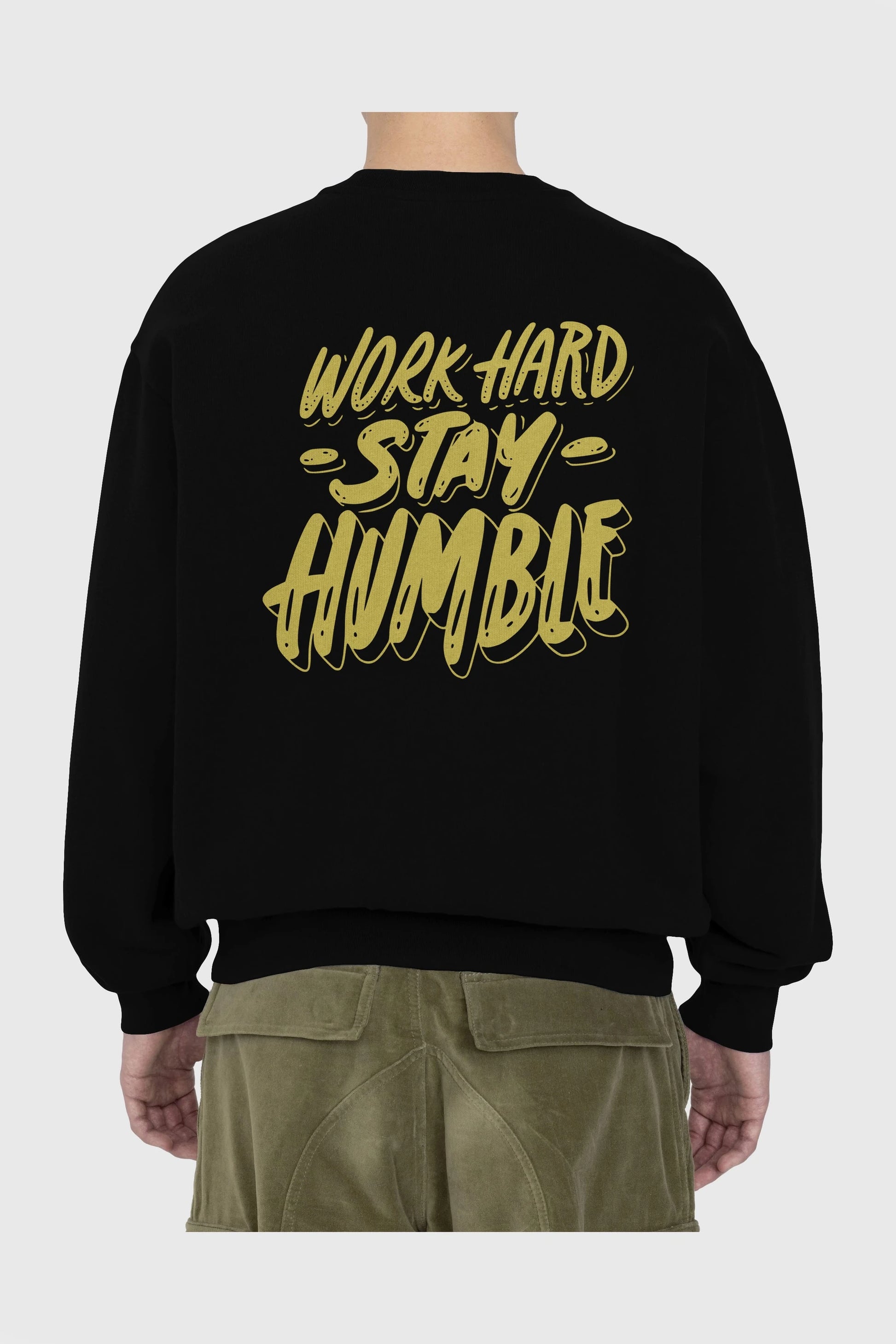 Word Hard Yazılı Arka Baskılı Oversize Sweatshirt Erkek Kadın Unisex