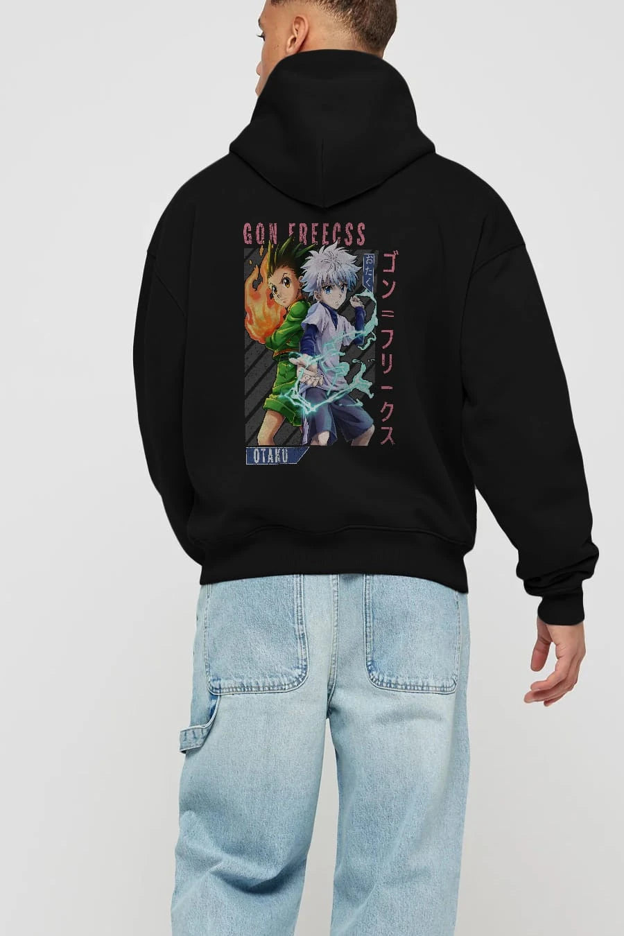 Gon Freecss HUNTER X HUNTER 1 Anime Arka Baskılı Hoodie Oversize Kapüşonlu Sweatshirt Erkek Kadın Unisex
