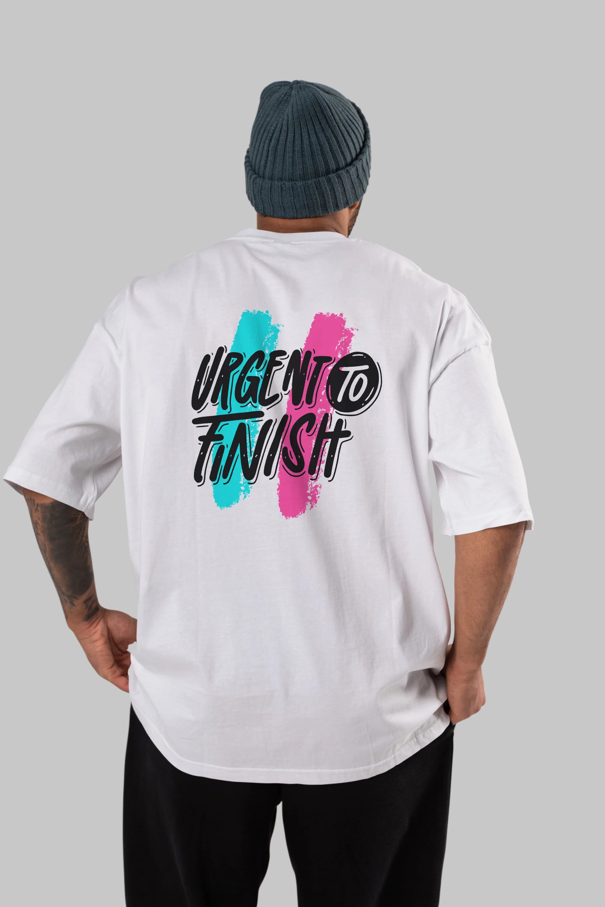 Urgent To Finish Arka Baskılı Oversize t-shirt Erkek Kadın Unisex