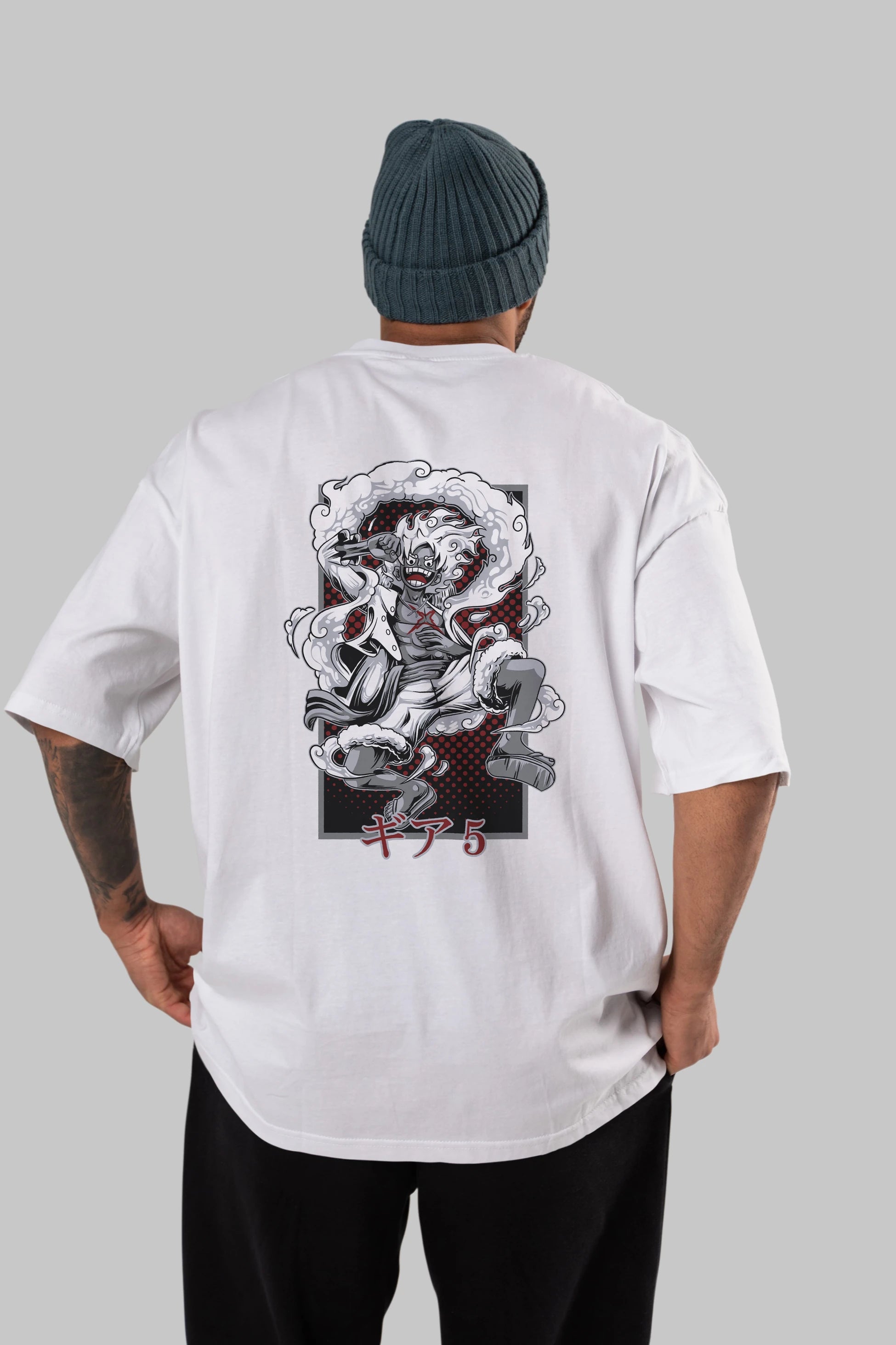 LUFFY GEAR 5 Anime Arka Baskılı Oversize t-shirt Erkek Kadın Unisex