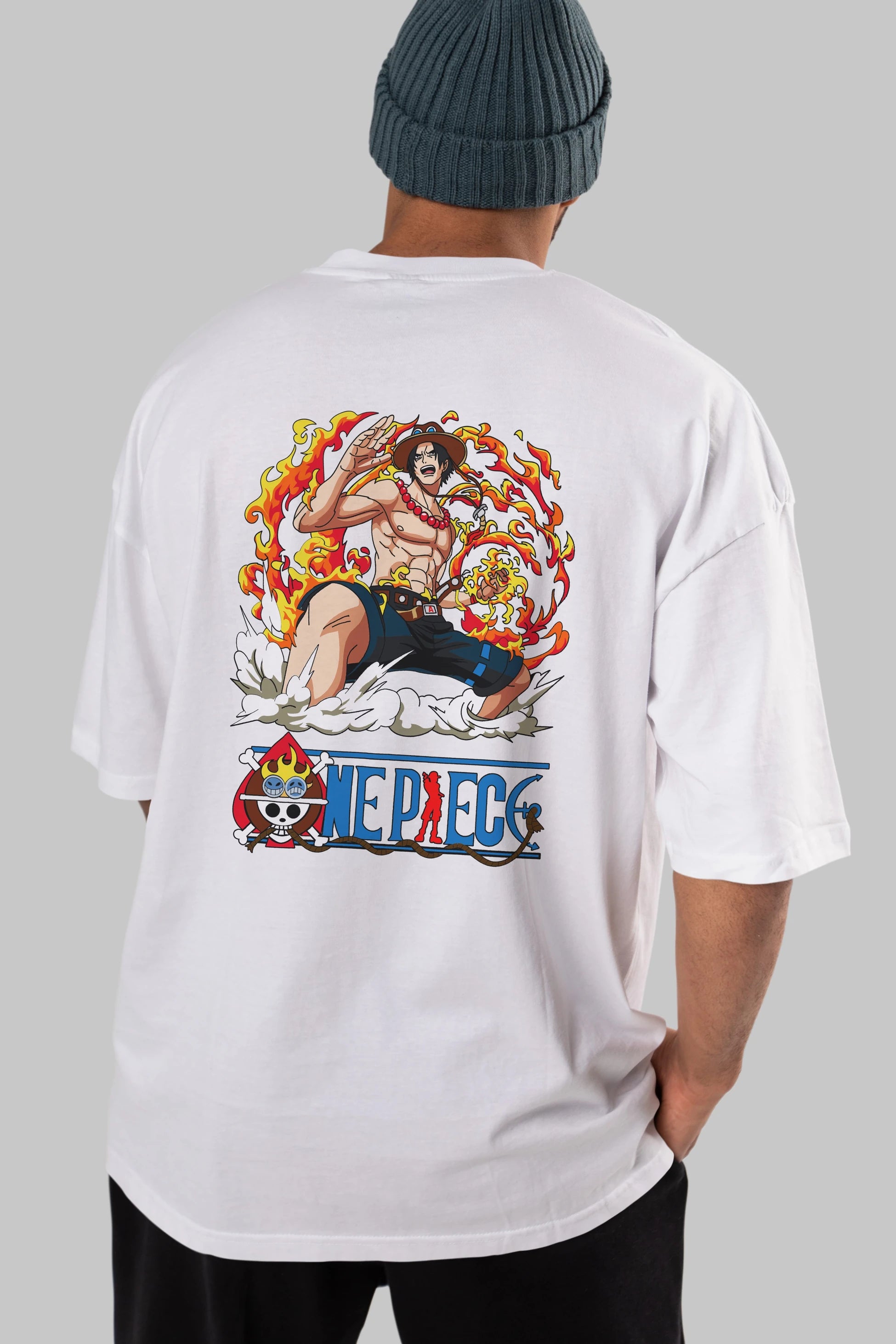 One Piece Anime Arka Baskılı Oversize t-shirt Erkek Kadın Unisex %100 pamuk tişort