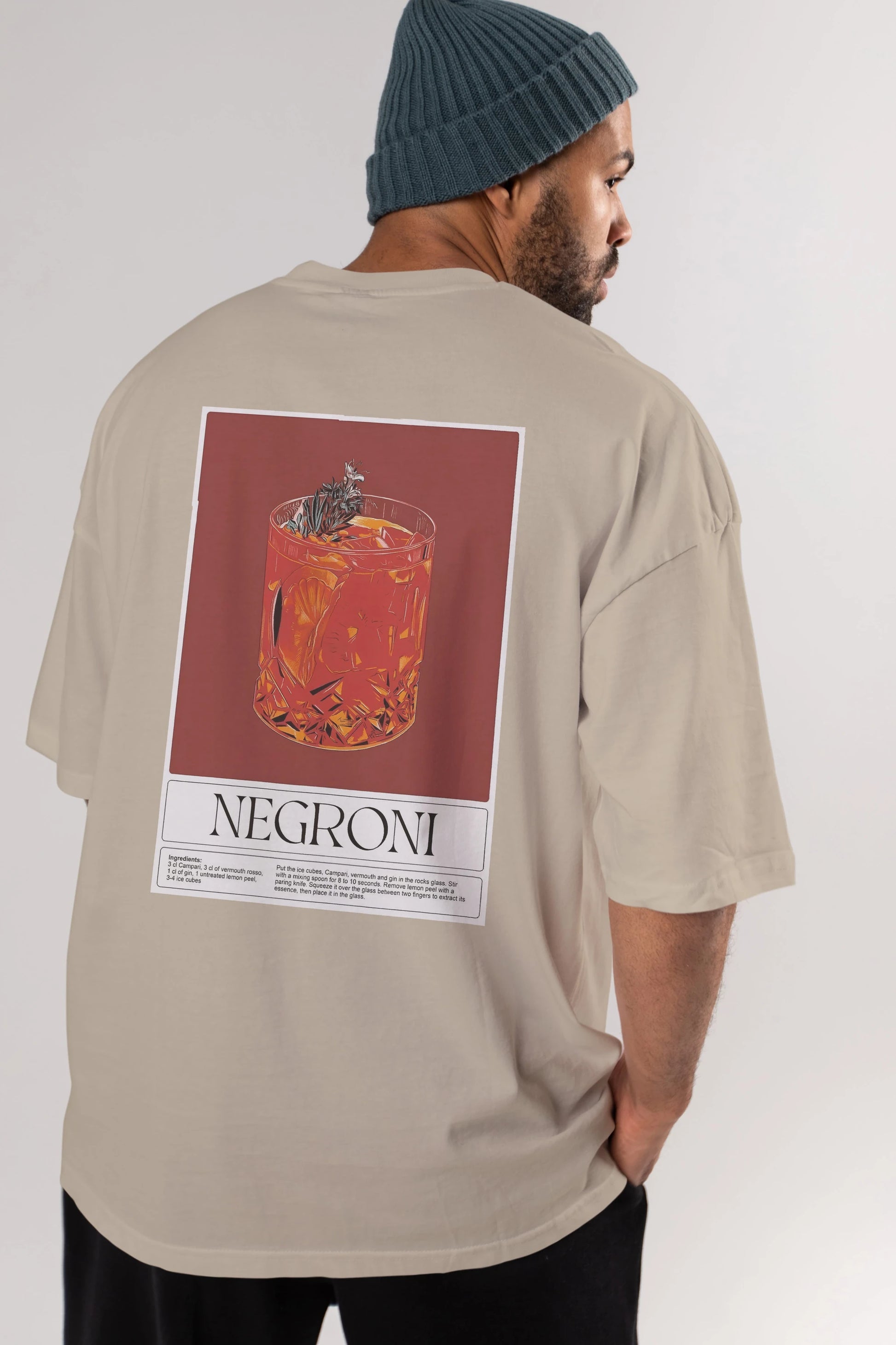Negroni 2 Arka Baskılı Oversize t-shirt Erkek Kadın Unisex %100 Pamuk Bisiklet Yaka tişort