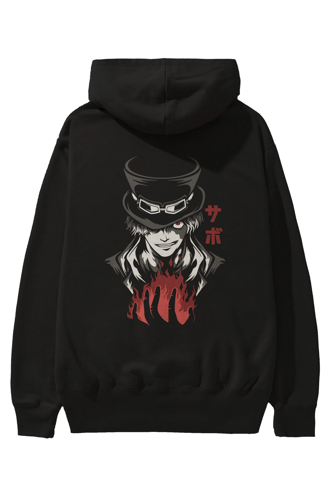 SaboOnePiece Anime Arka Baskılı Hoodie Oversize Kapüşonlu Sweatshirt Erkek Kadın Unisex
