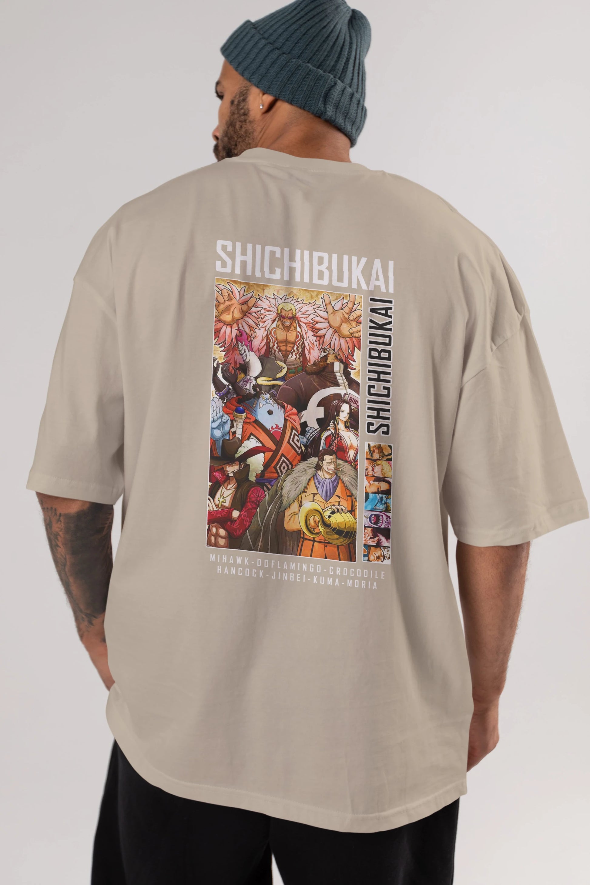 Shichibukai Anime Arka Baskılı Oversize t-shirt Erkek Kadın Unisex %100 pamuk tişort