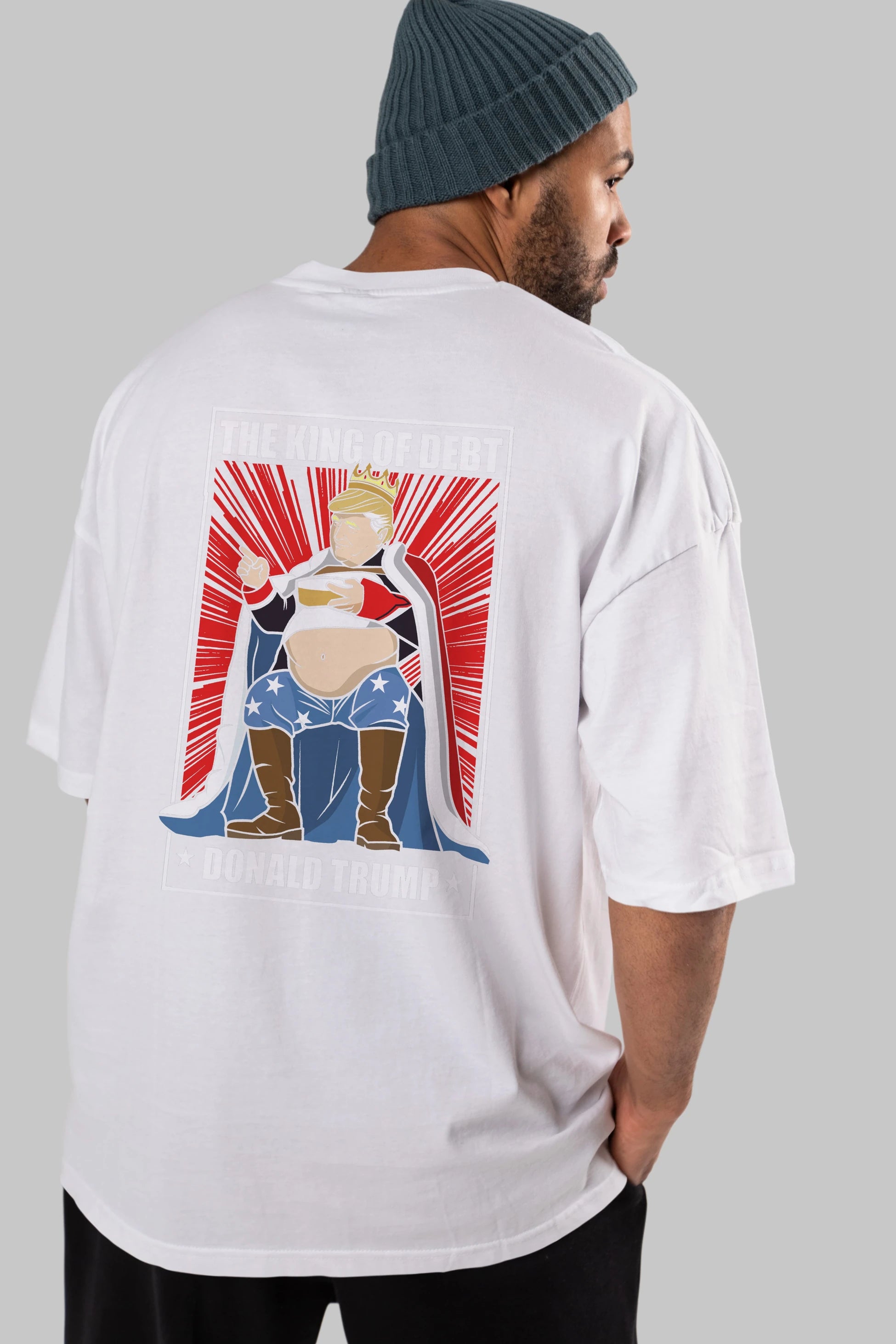 Trump King Arka Baskılı Oversize t-shirt Erkek Kadın Unisex %100 Pamuk tişort