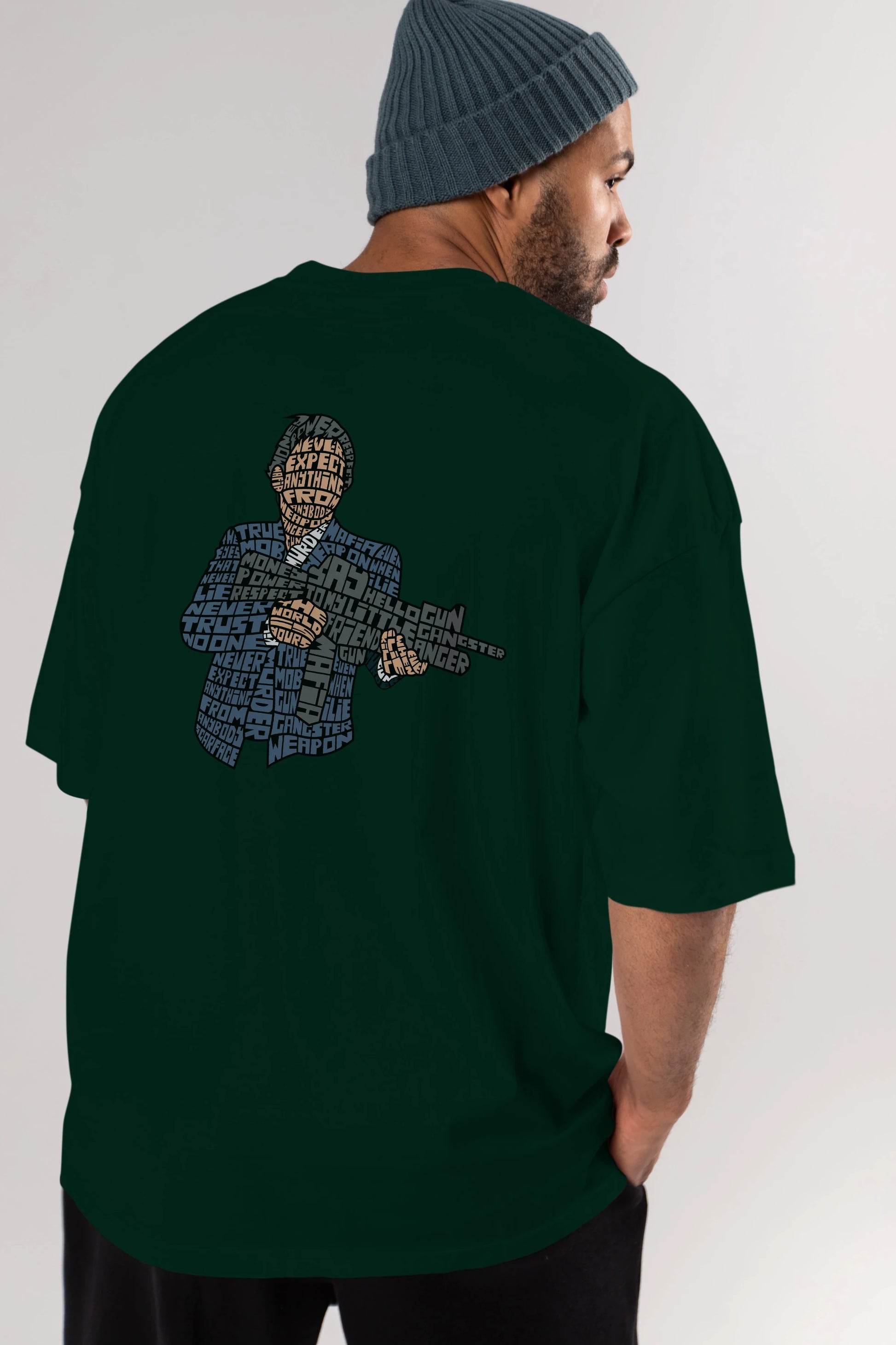 Mafia Arka Baskılı Oversize t-shirt %100 pamuk Erkek Kadın Unisex