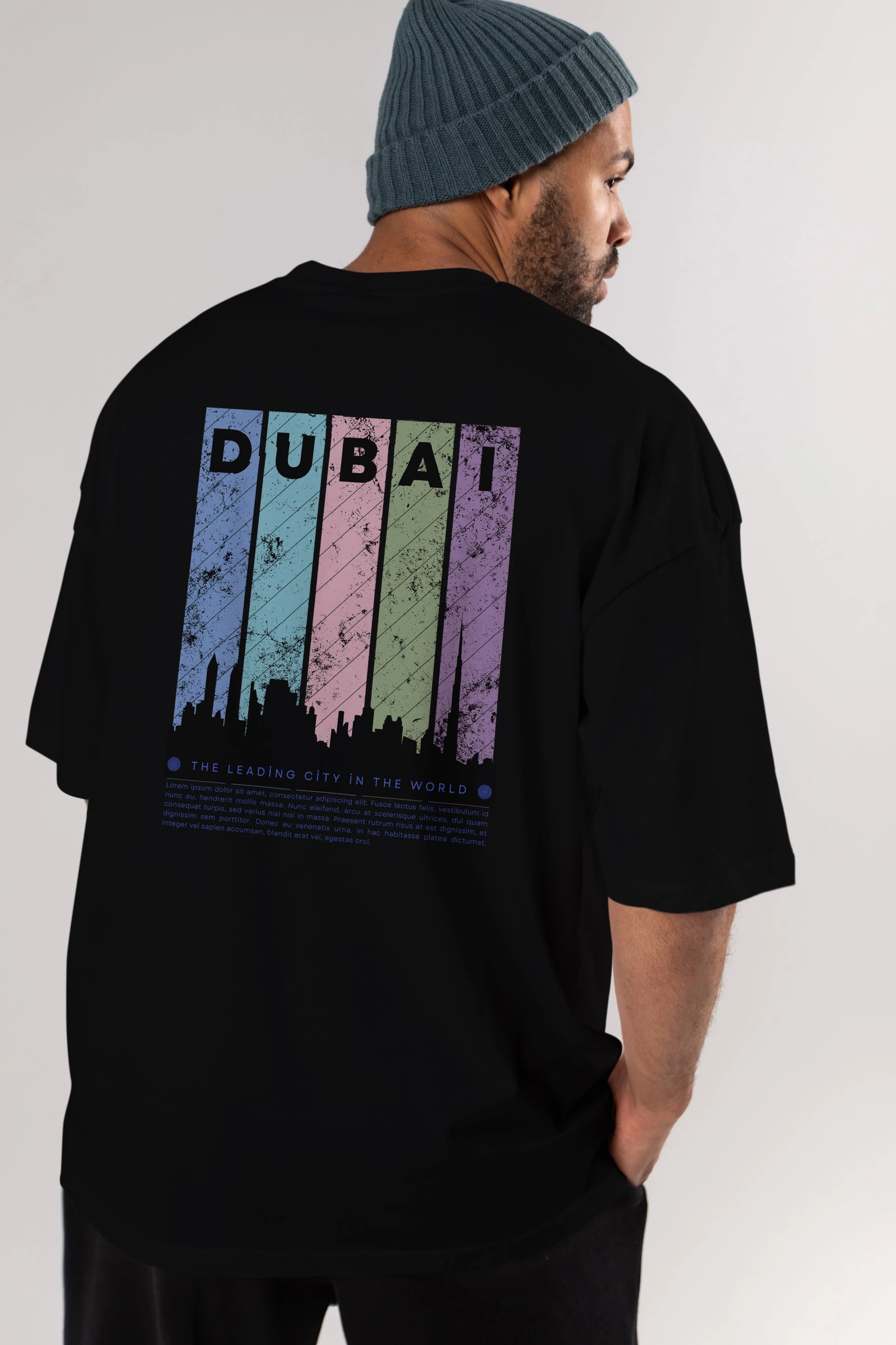 Dubai Yazılı Arka Baskılı Oversize t-shirt Erkek Kadın Unisex