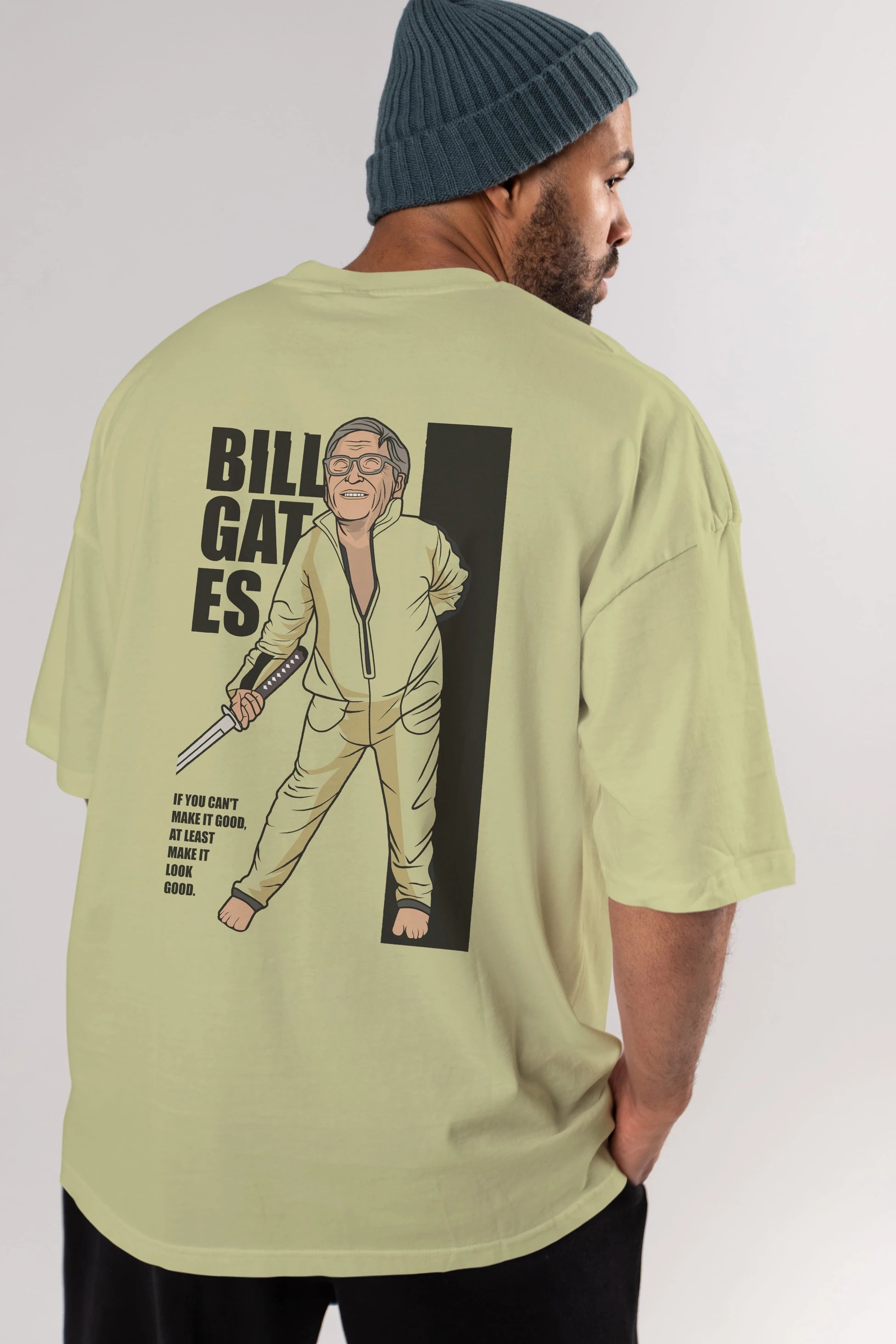 Bill Gates Arka Baskılı Oversize t-shirt Erkek Kadın Unisex %100 Pamuk tişort
