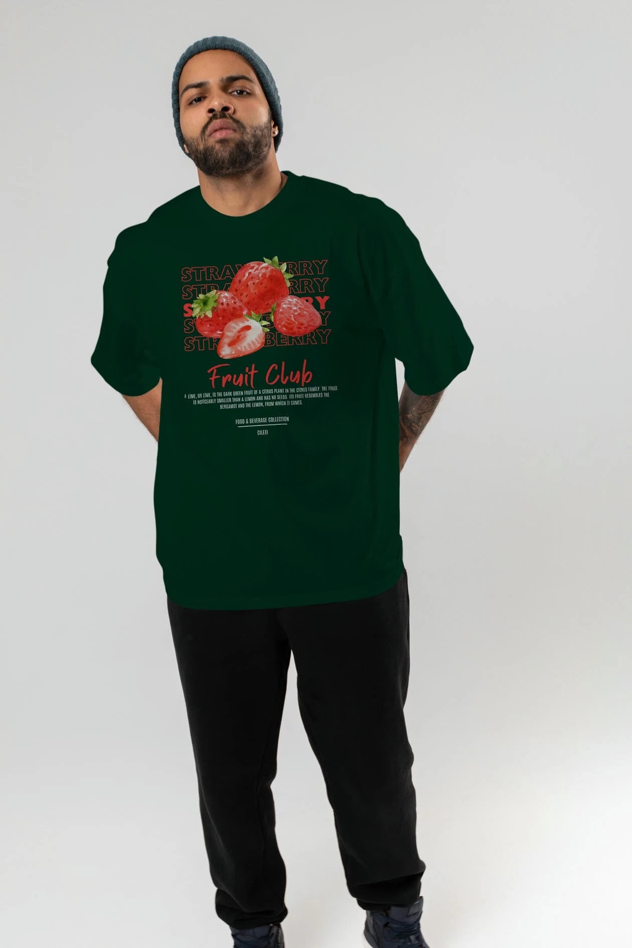 Strawberry Ön Baskılı Oversize t-shirt Erkek Kadın Pamuk Bisiklet Yaka tişort
