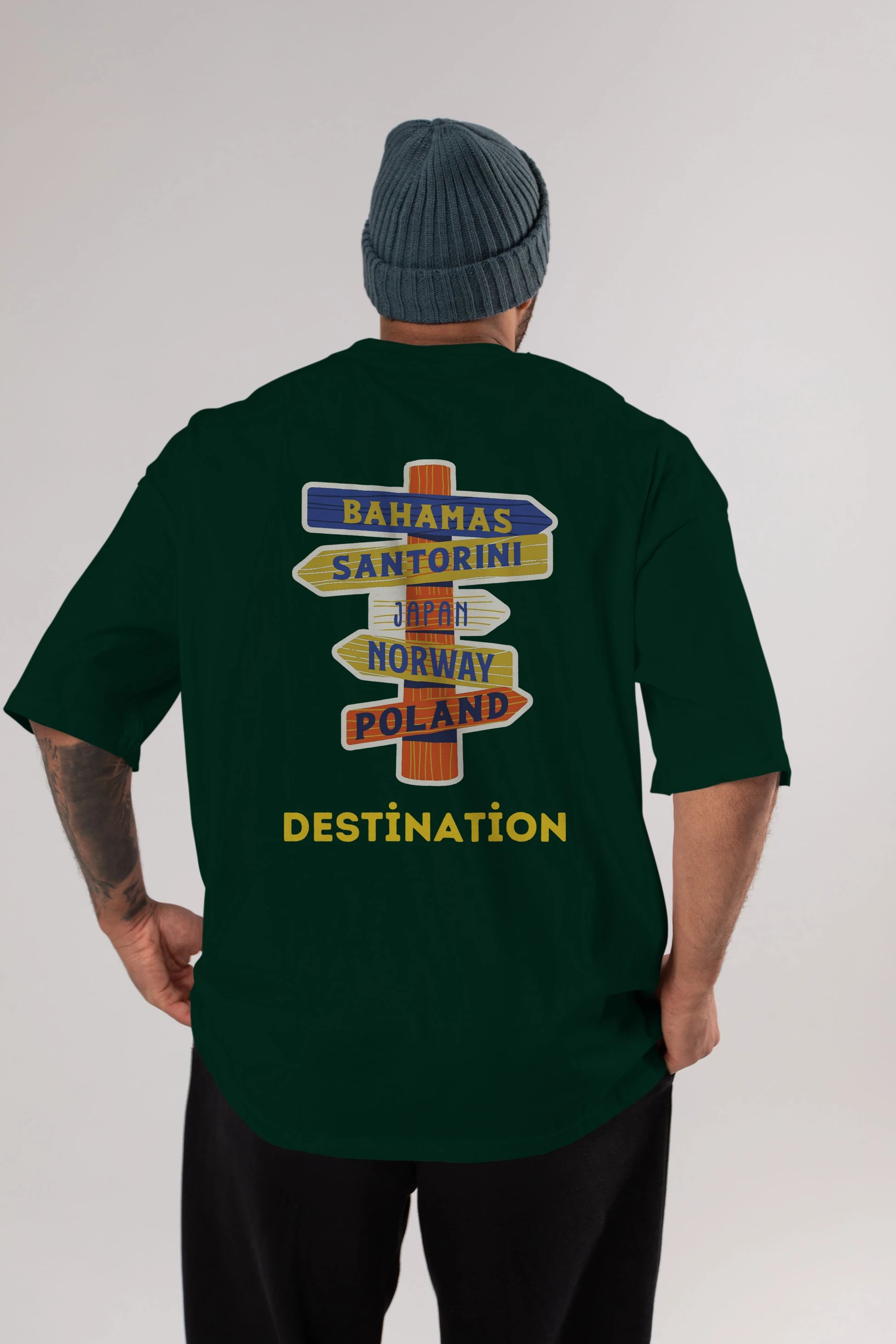 Destination Yazılı Arka Baskılı Oversize t-shirt Erkek Kadın Unisex
