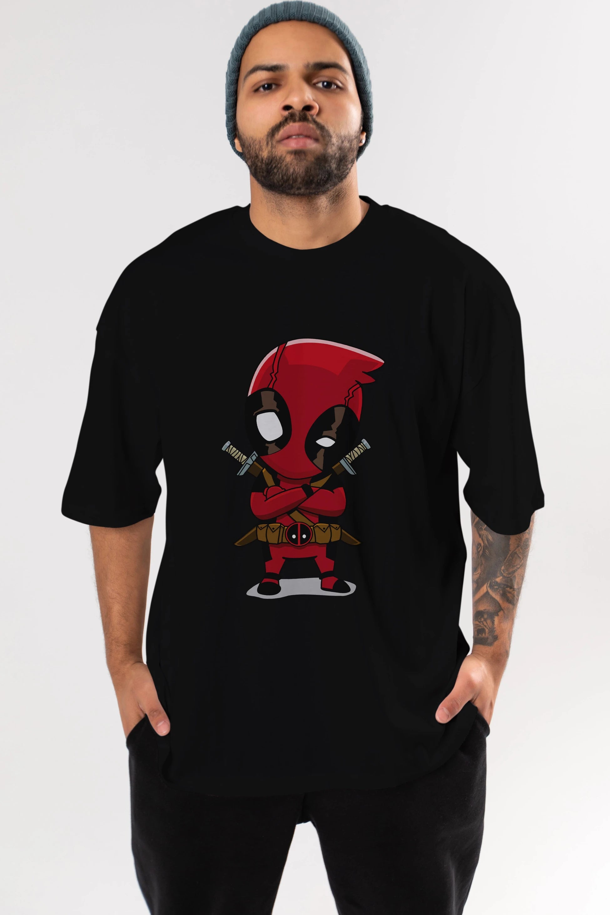 Deadpool (19) Ön Baskılı Oversize t-shirt Erkek Kadın Unisex %100 Pamuk Bisiklet Yaka tişort
