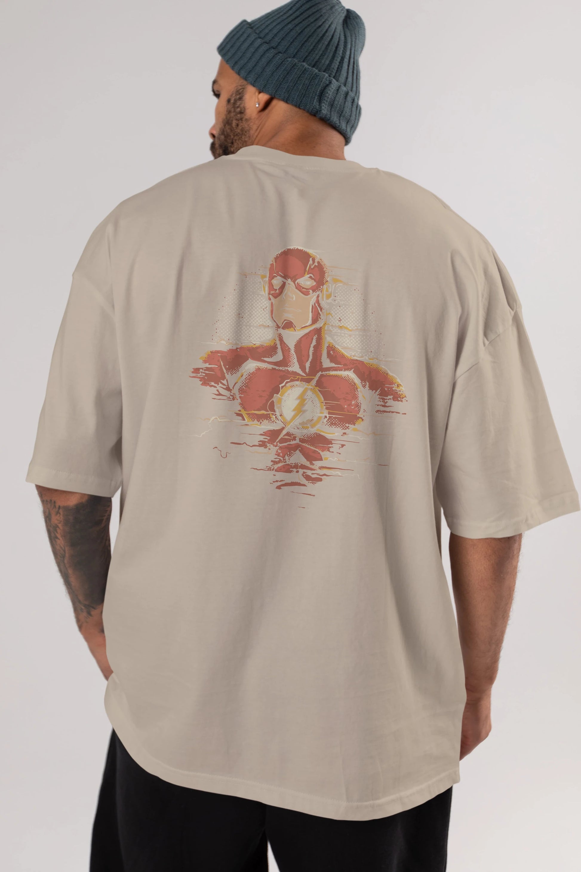 Flash Avengers Arka Baskılı Oversize t-shirt Erkek Kadın Unisex %100 Pamuk Bisiklet Yaka tişort
