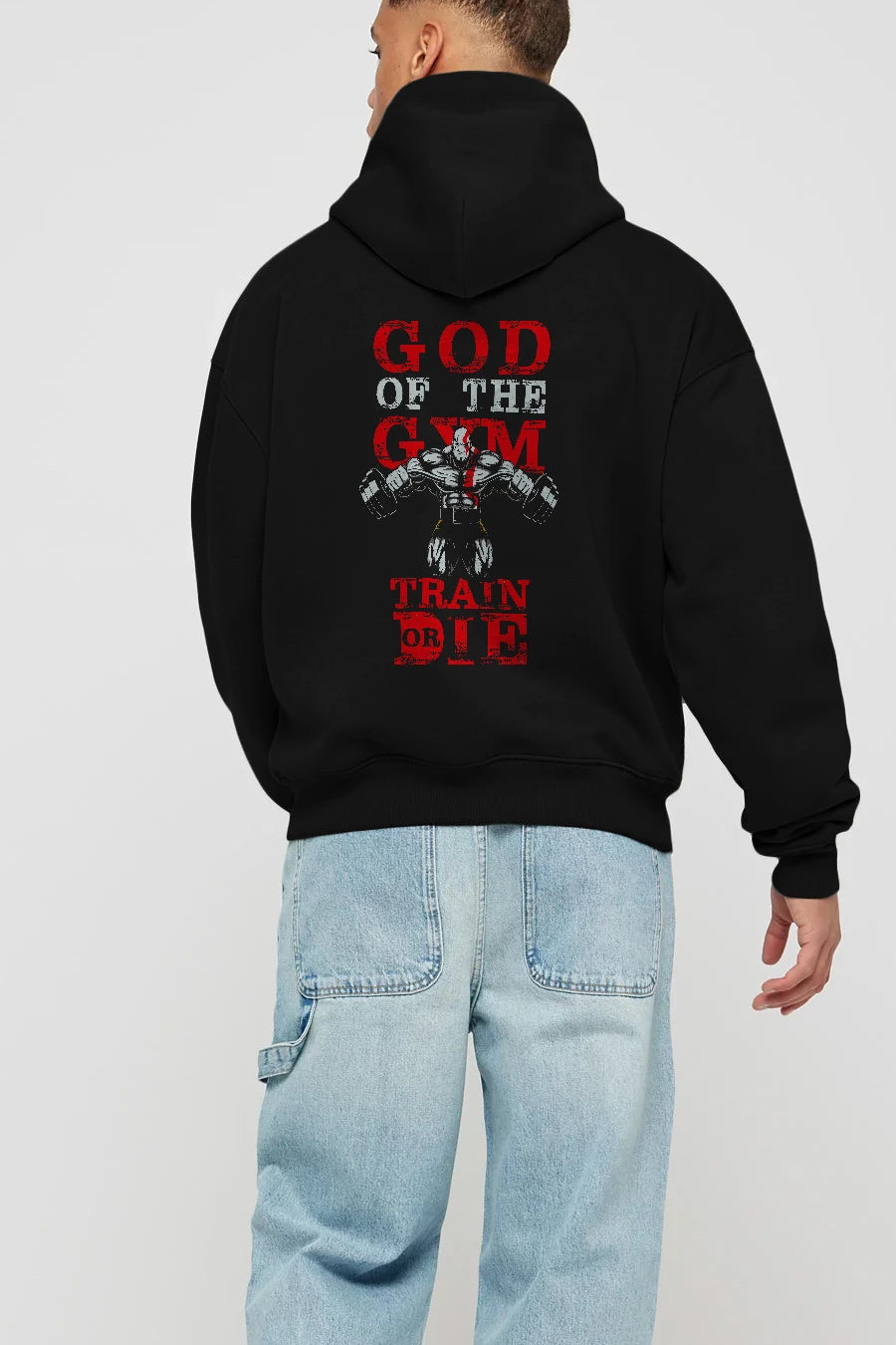 God of The GYM Arka Baskılı Hoodie Oversize Kapüşonlu Sweatshirt Erkek Kadın Unisex