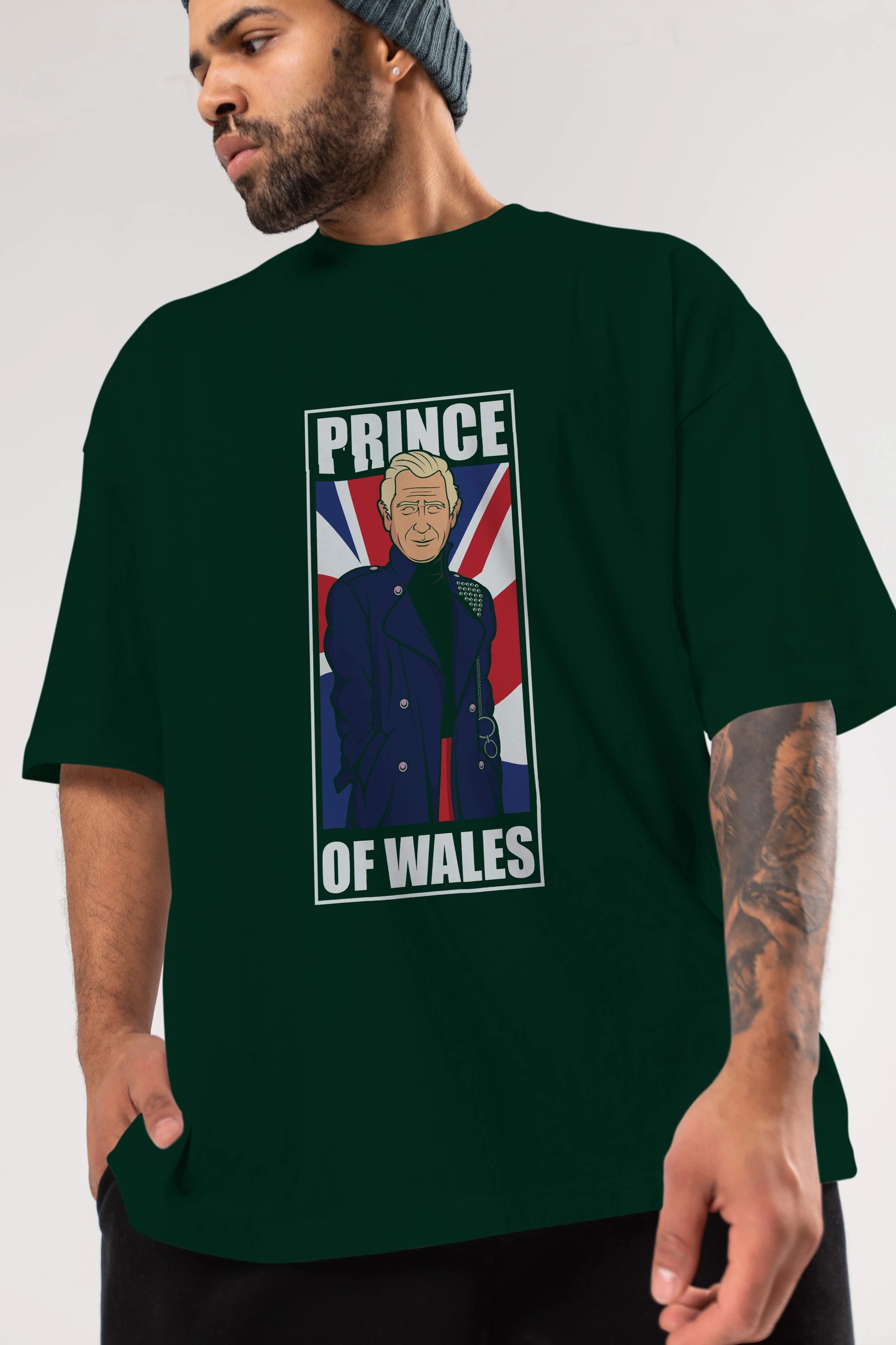 Prince Charles Ön Baskılı Oversize t-shirt Erkek Kadın Unisex %100 Pamuk tişort