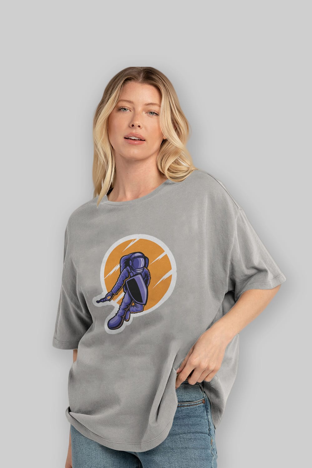Astro Wars Sticker Ön Baskılı Oversize t-shirt Erkek Kadın Unisex