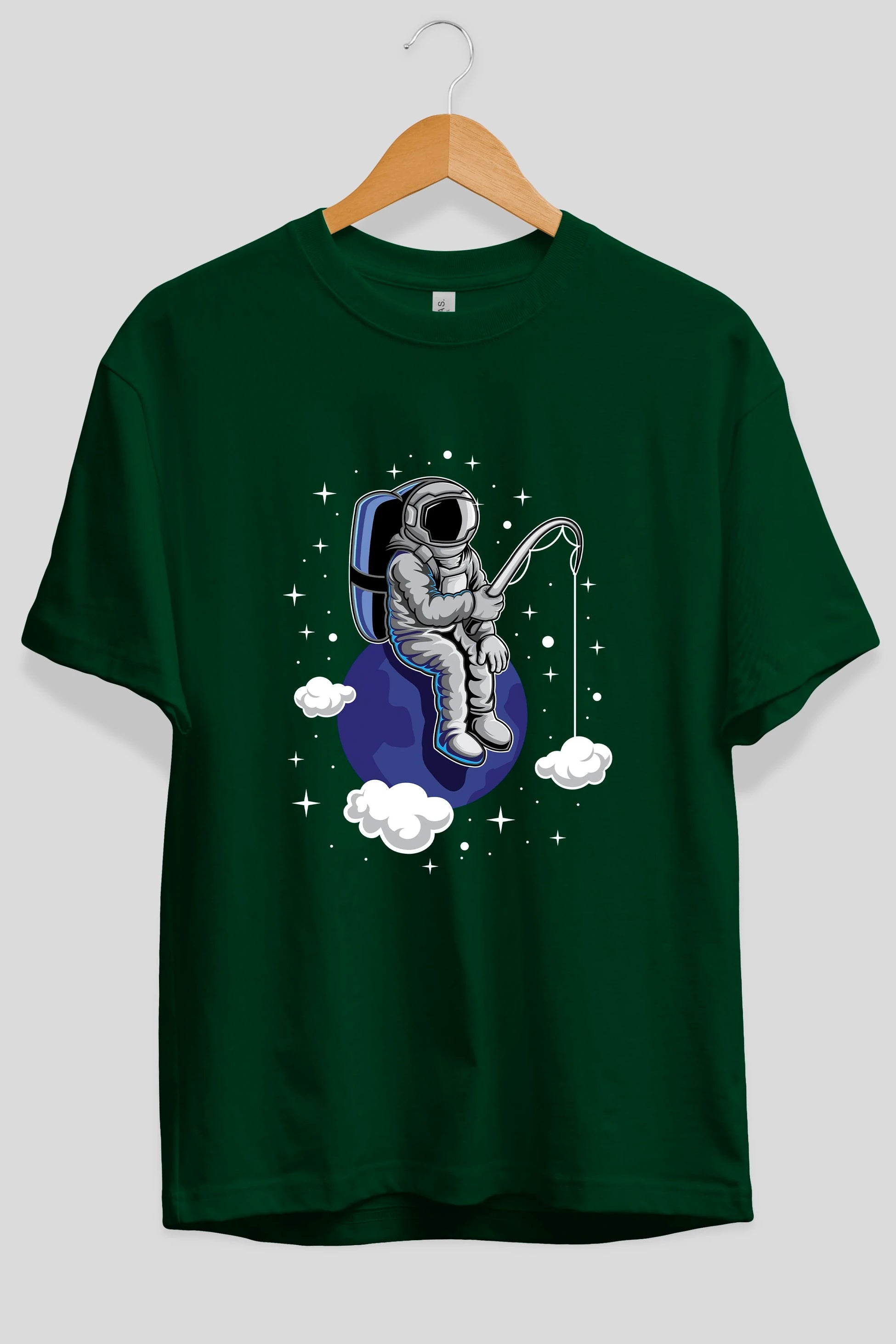 Astronaut Fishing (2) Ön Baskılı Oversize t-shirt Erkek Kadın Unisex