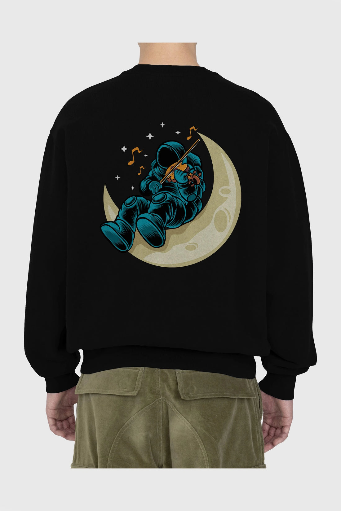 Playing Vionist in Space Arka Baskılı Oversize Sweatshirt Erkek Kadın Unisex